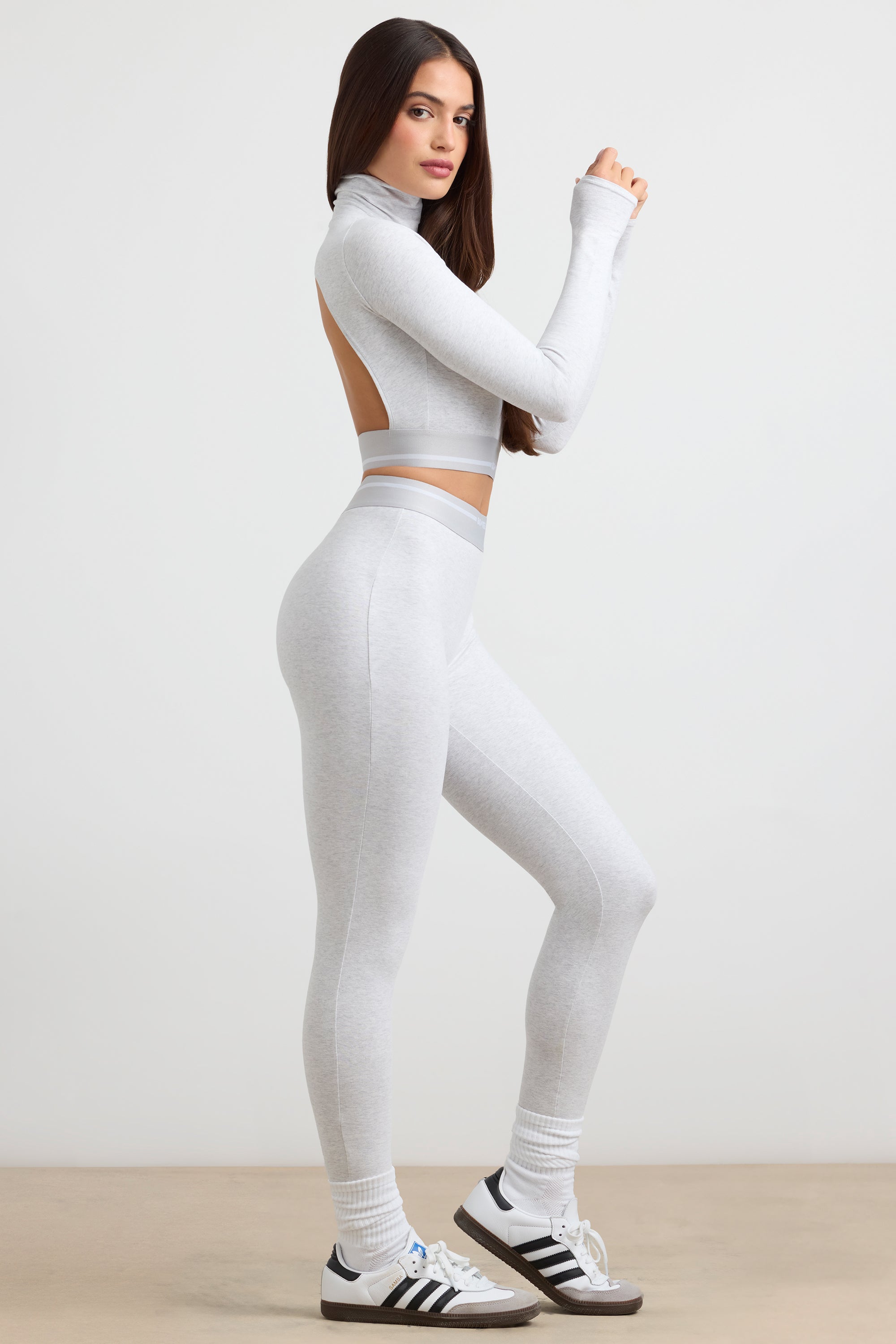 High-Waist Leggings in Grey Marl