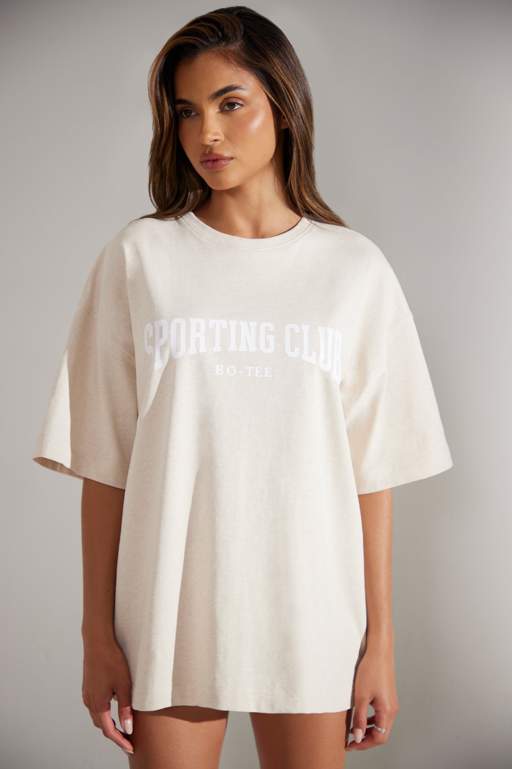 Oversized Short Sleeve T-Shirt in Heather Oat