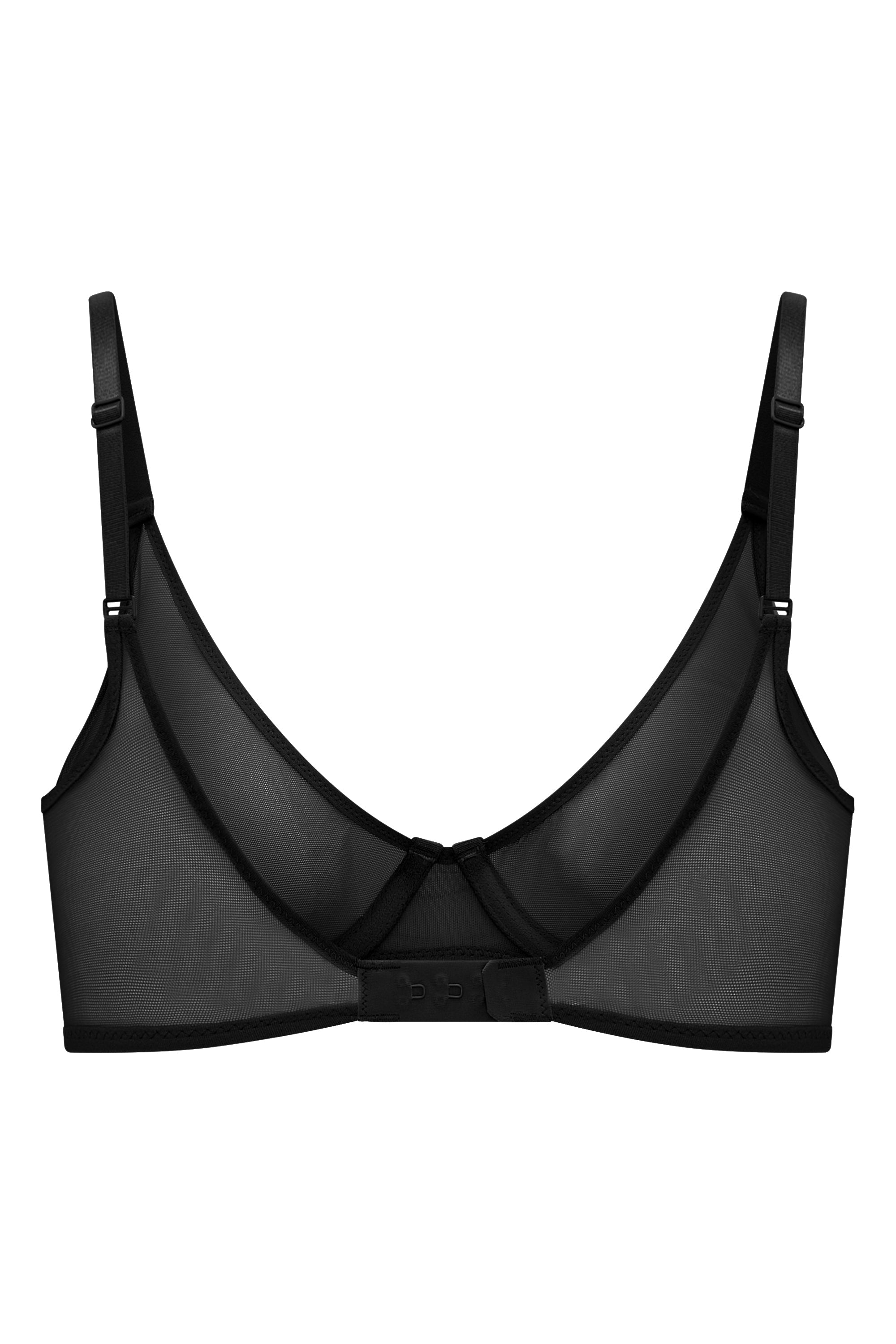 Soft Mesh Single Layer Underwired Bra in Black