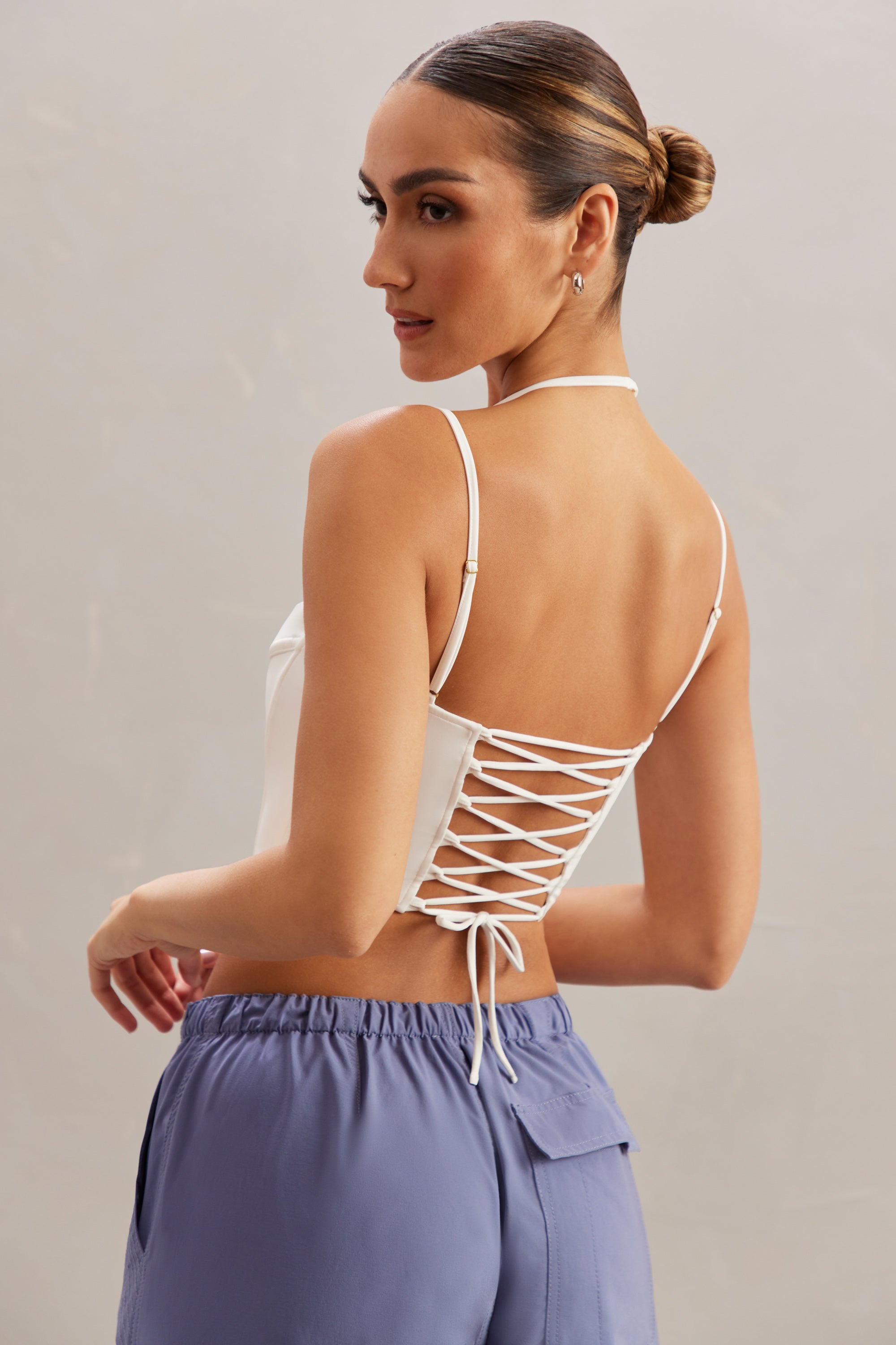 Square Neck Corset Top in Ivory