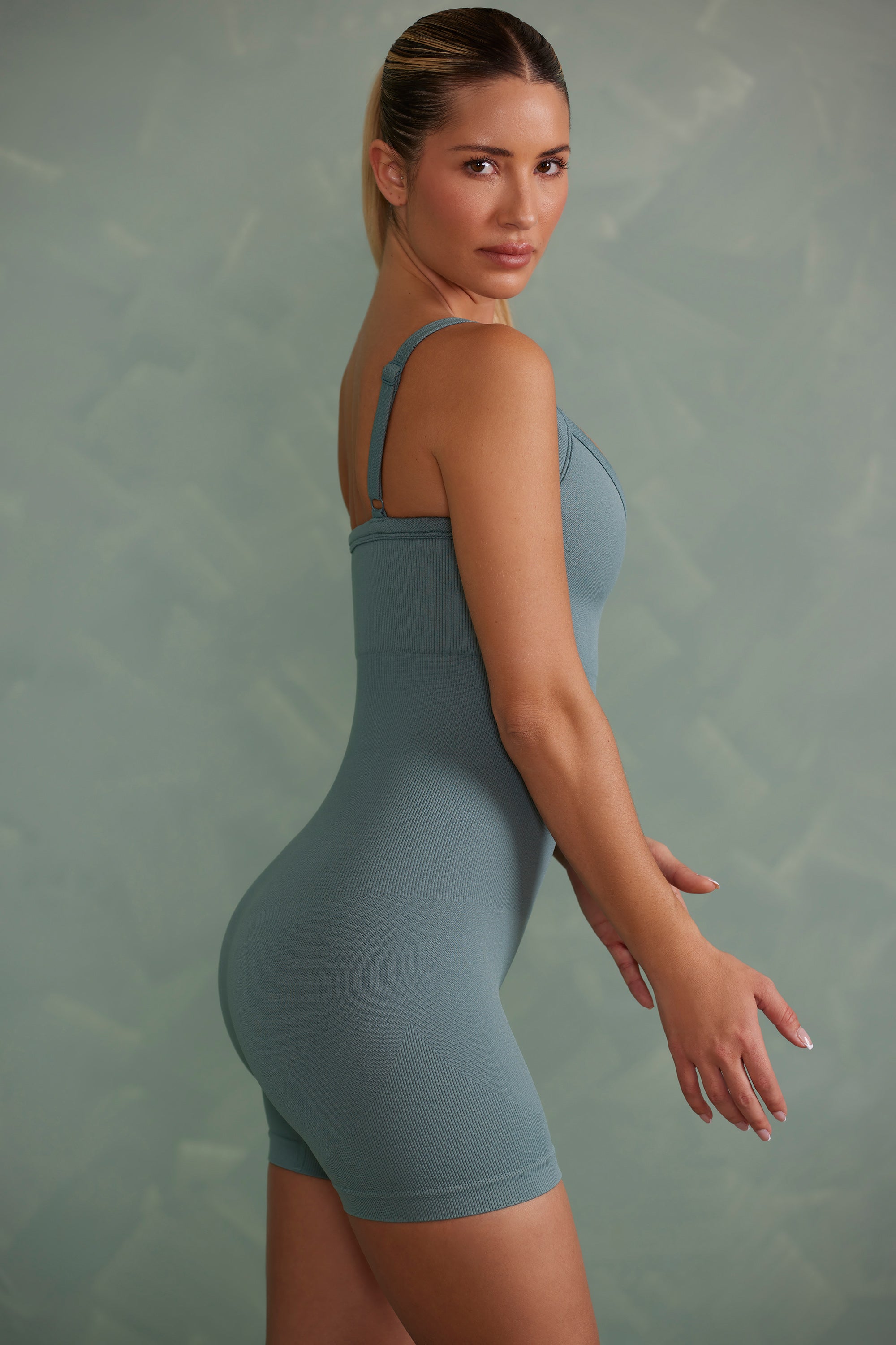 Super Sculpt Unitard in Mineral Green