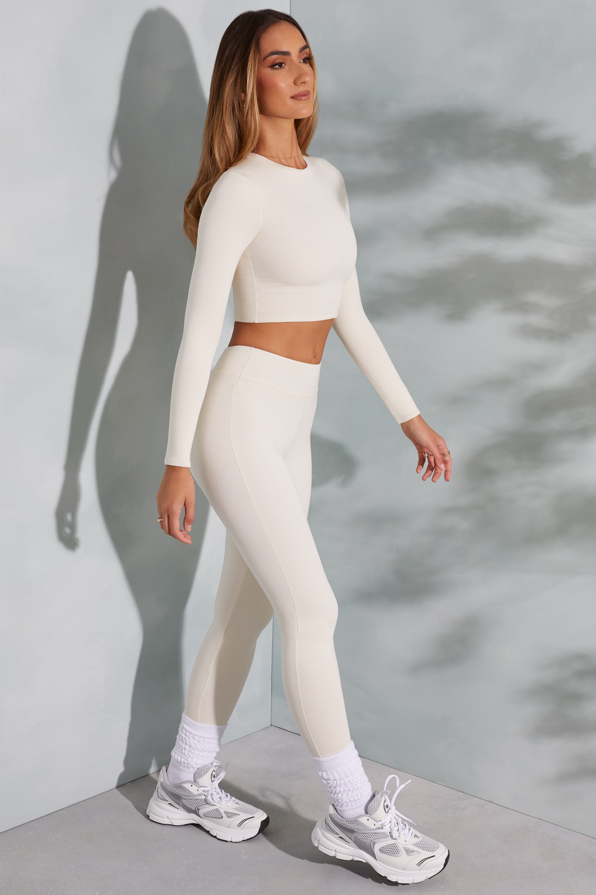 Petite High Waist Leggings in Ivory