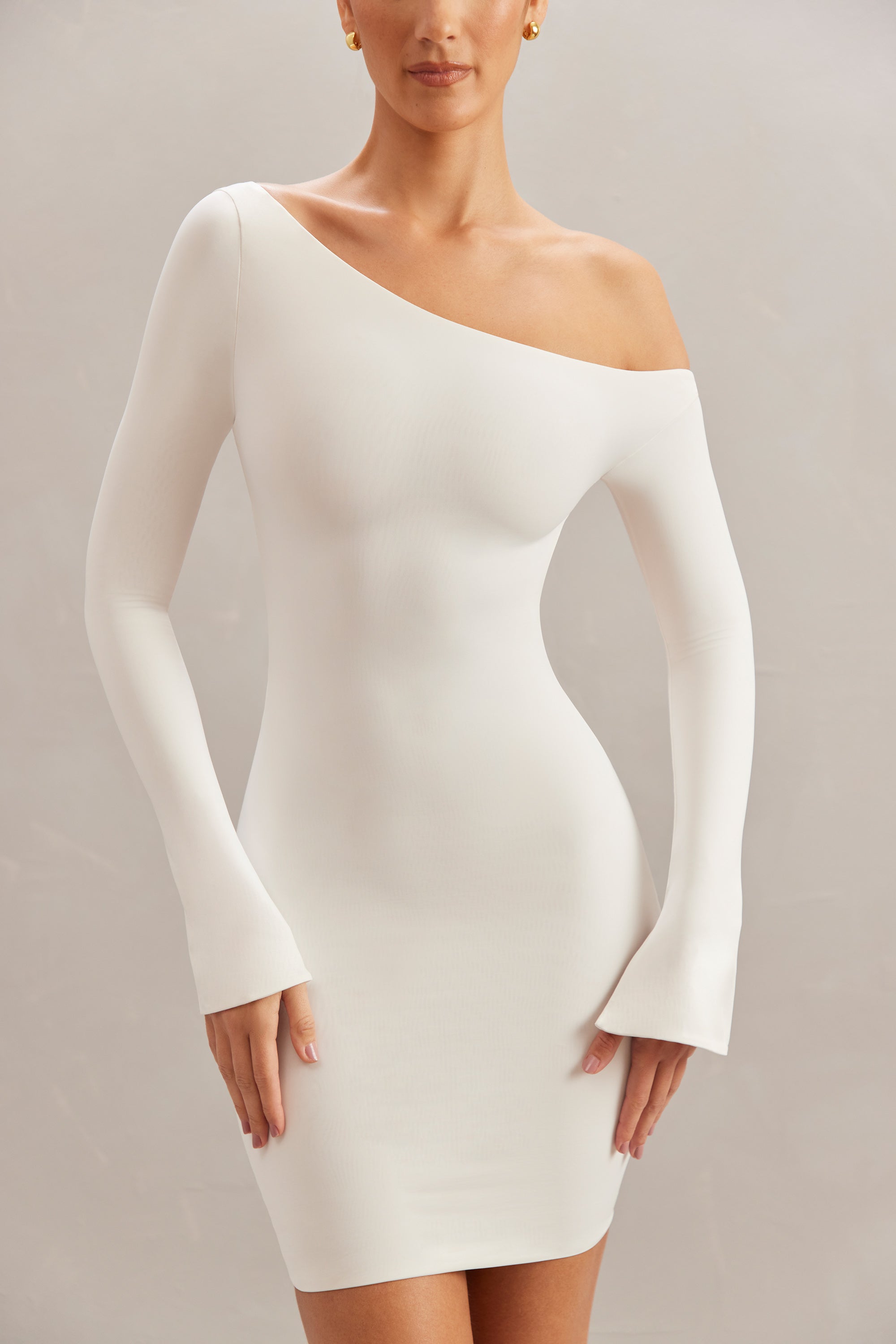 Off The Shoulder Mini Dress in Ivory