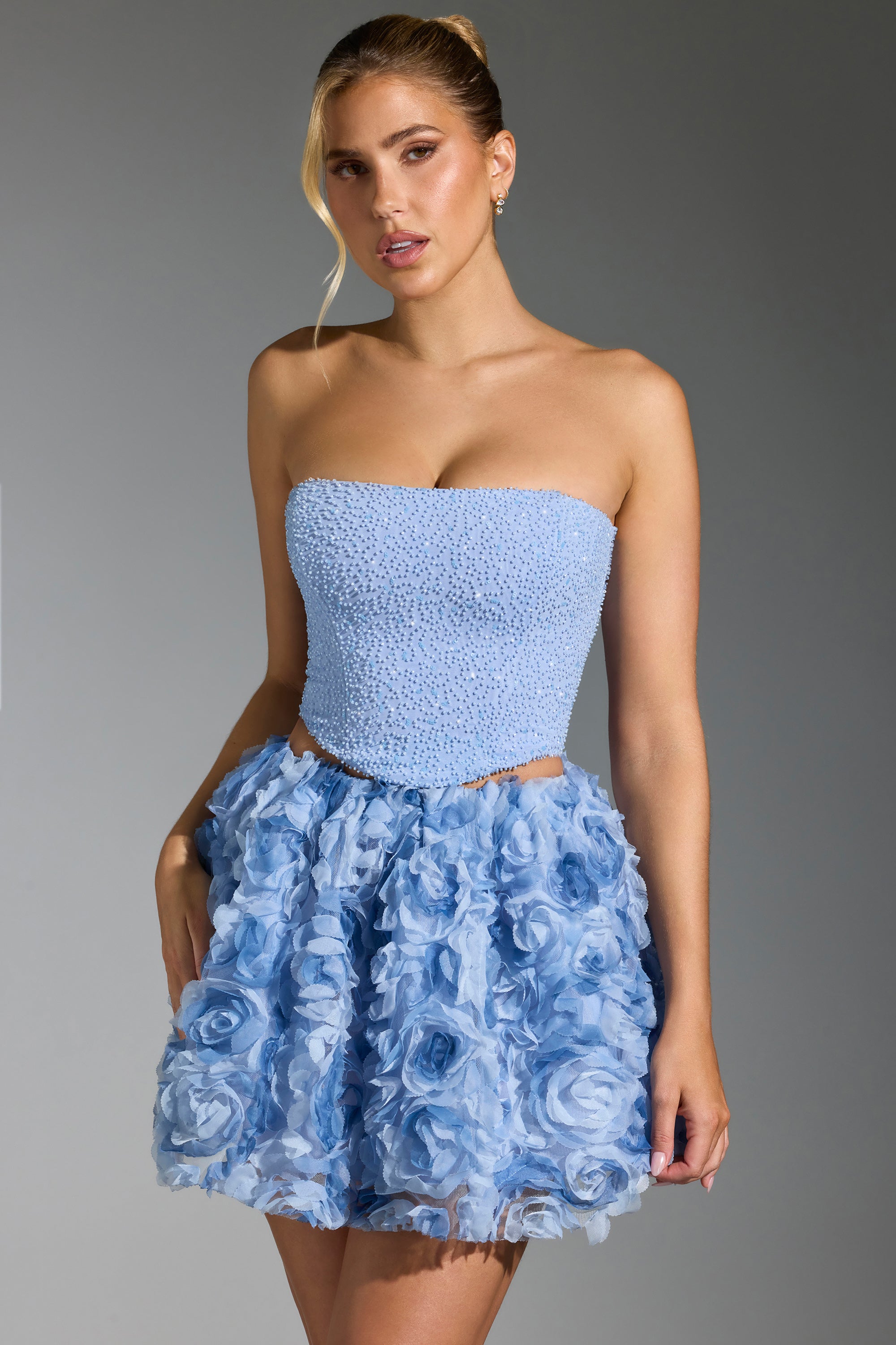 Embellished Corset Top in Blue