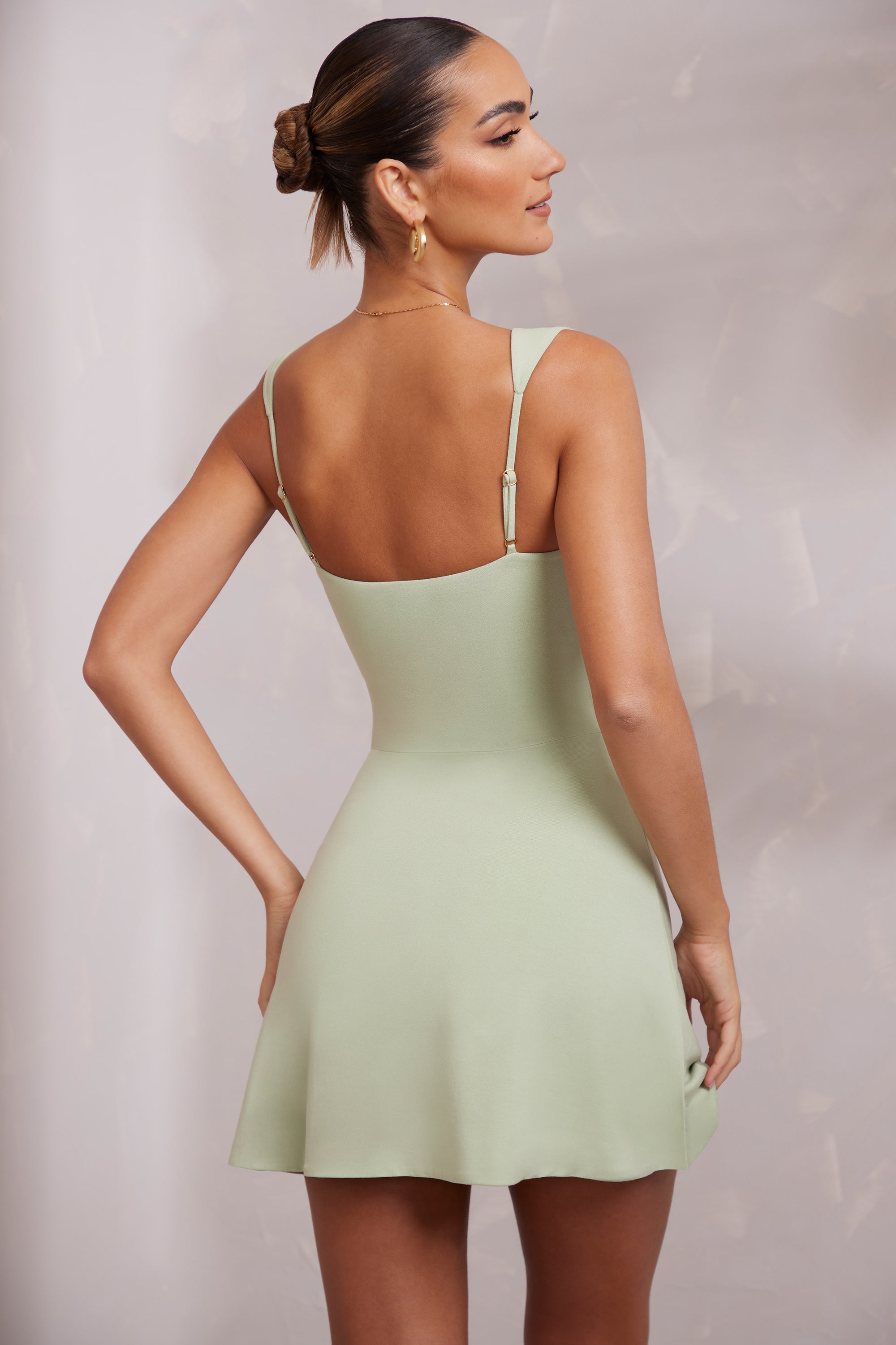 Sweetheart Neckline Mini Dress in Sage