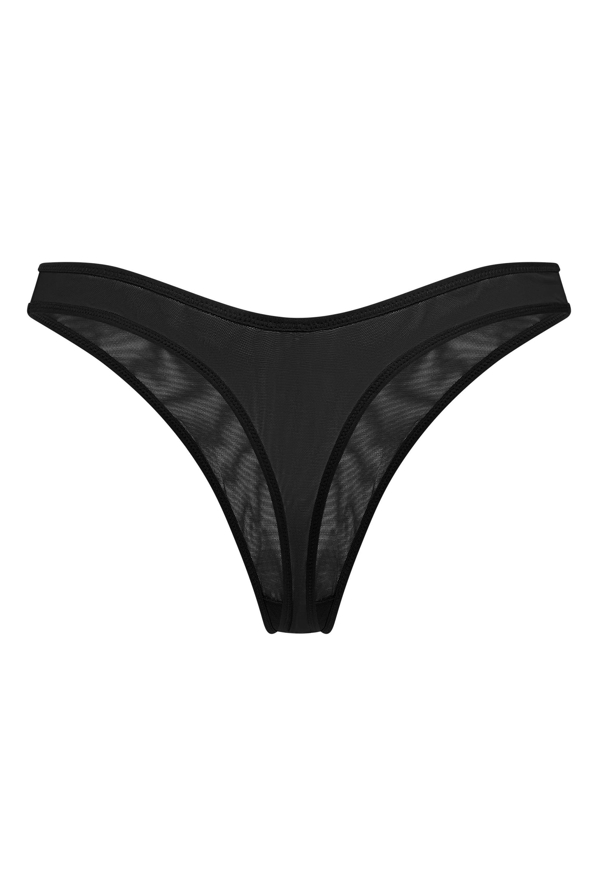 Soft Mesh Thong in Black