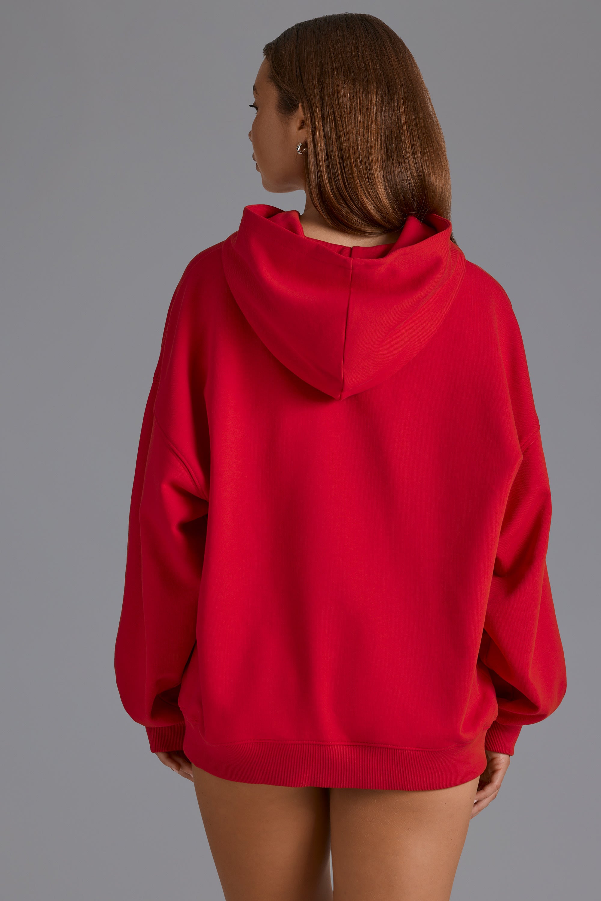 Appliqué Oversized Hoodie in Cherry Red