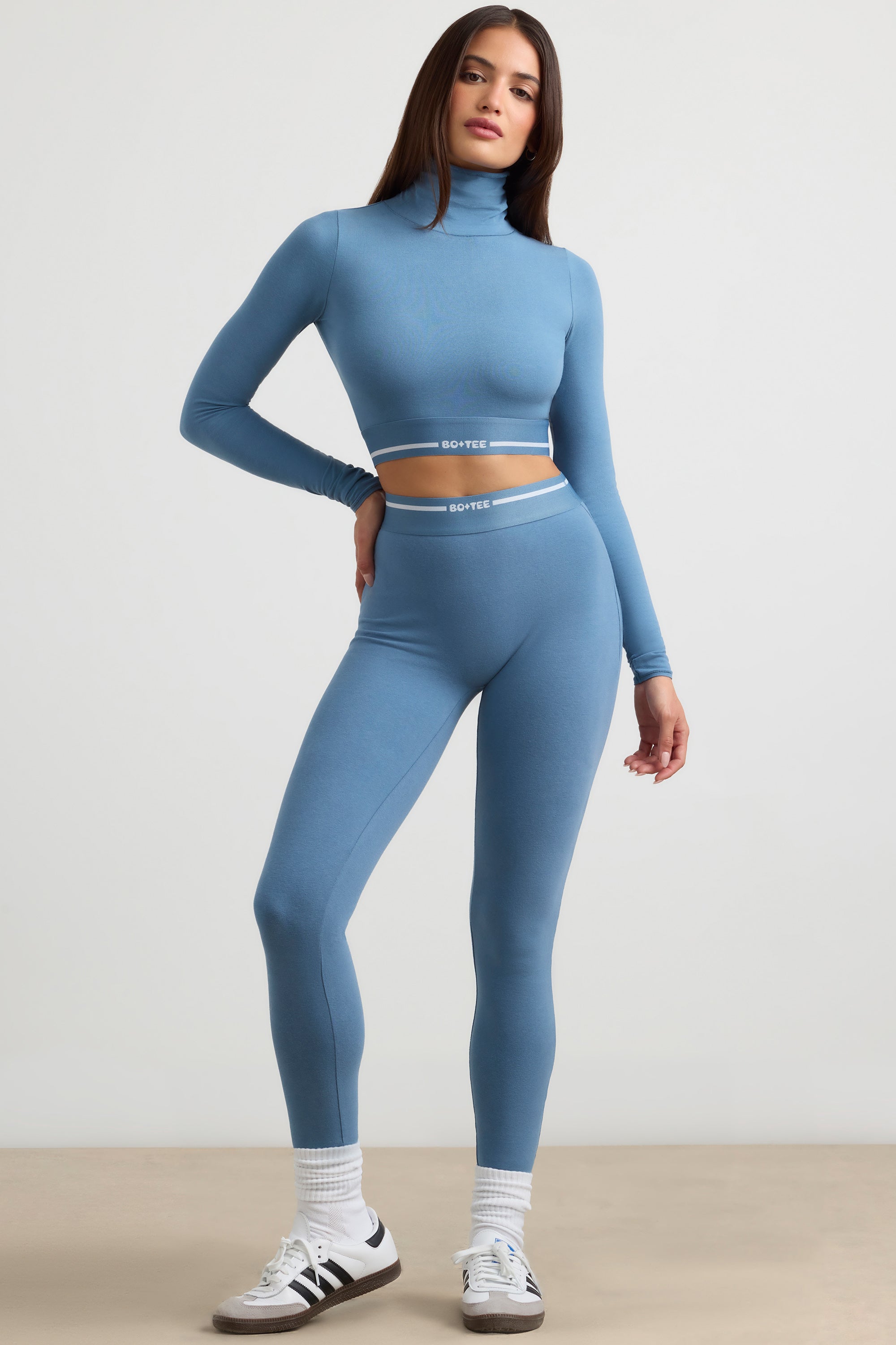 Petite High-Waist Leggings in Steel Blue