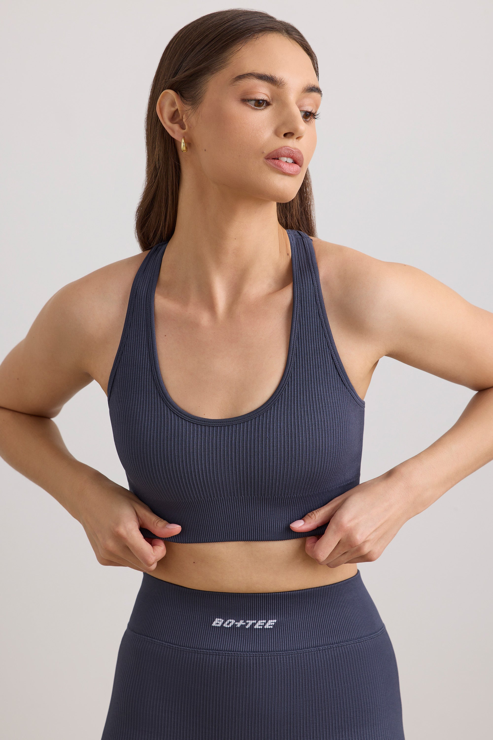 FlexiRib Wide Strap Sports Bra in Slate