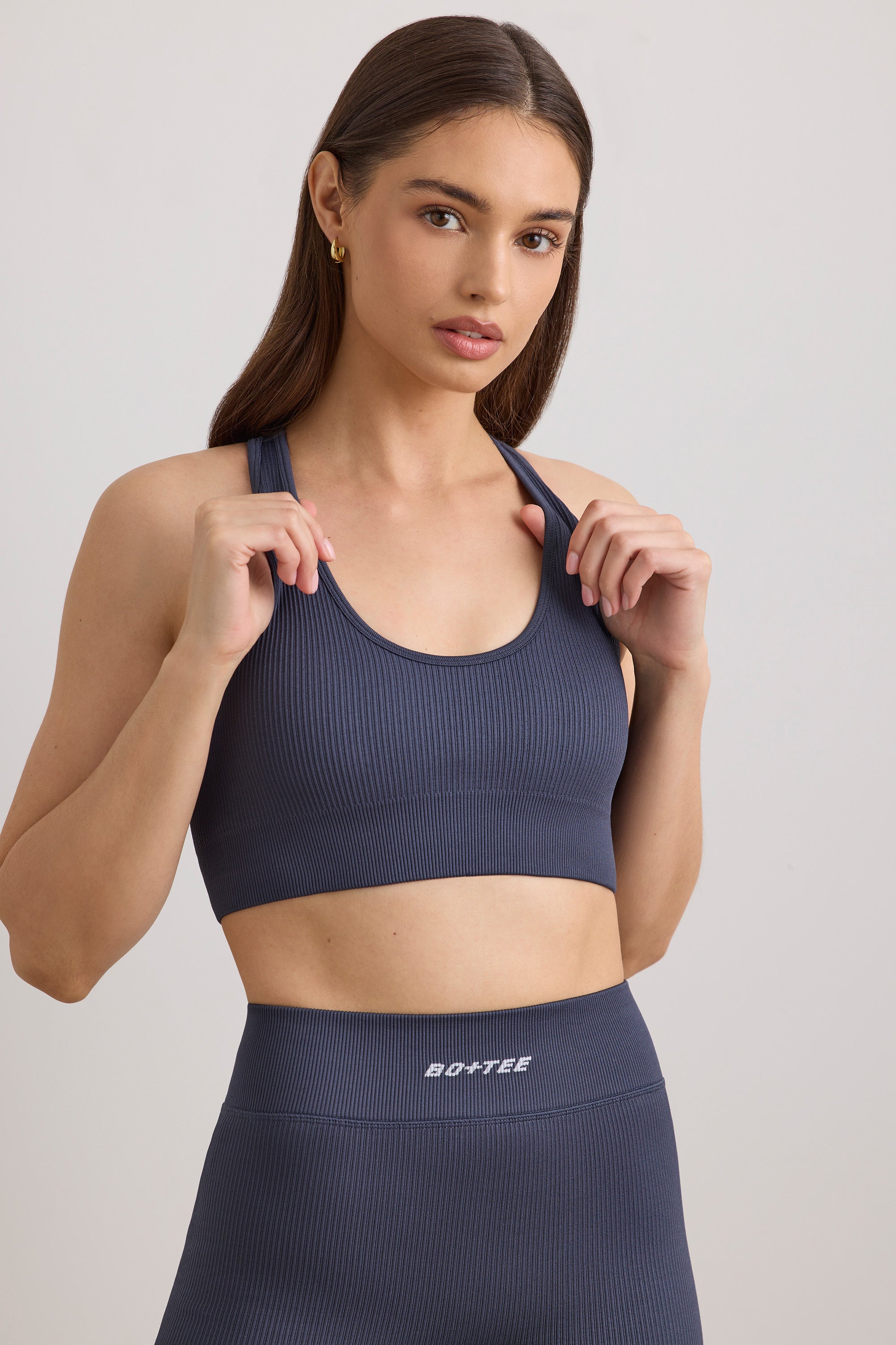 FlexiRib Wide Strap Sports Bra in Slate