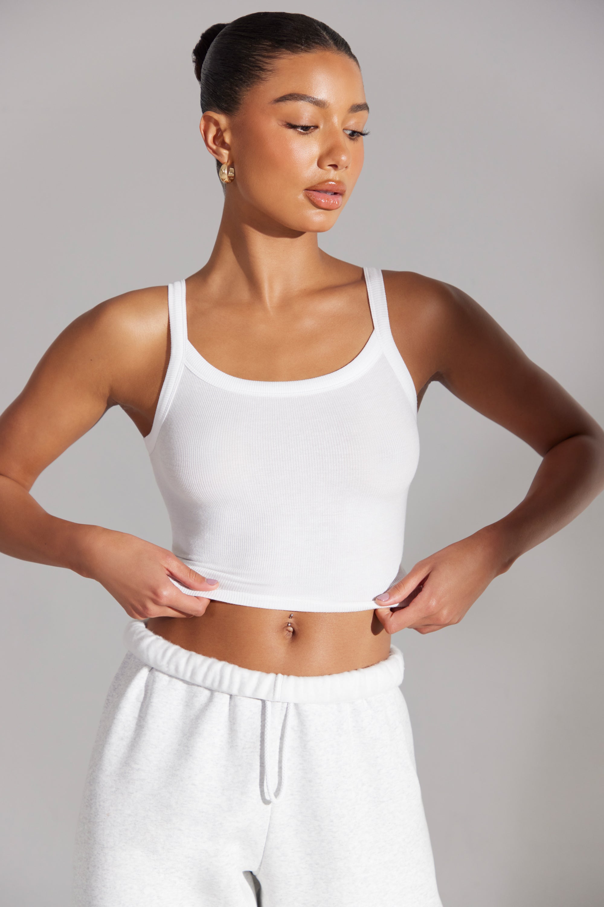 Soft Rib Tank Top in White