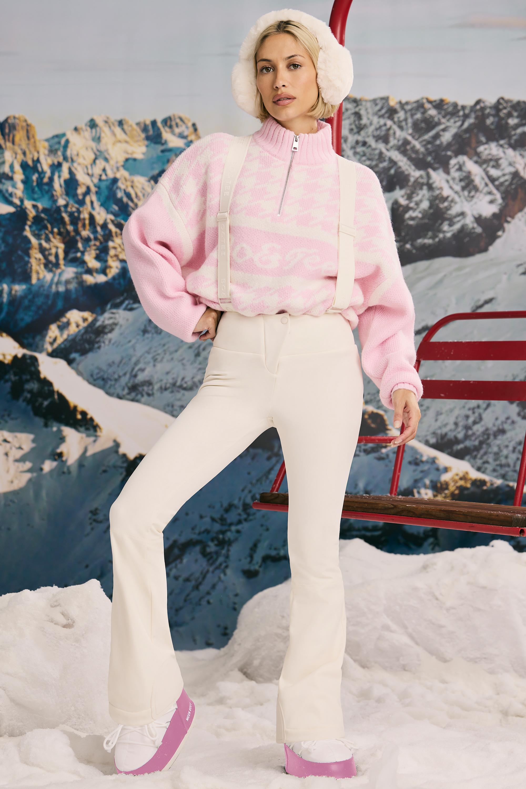 Fleece-Lined Ski Trousers in Ice White