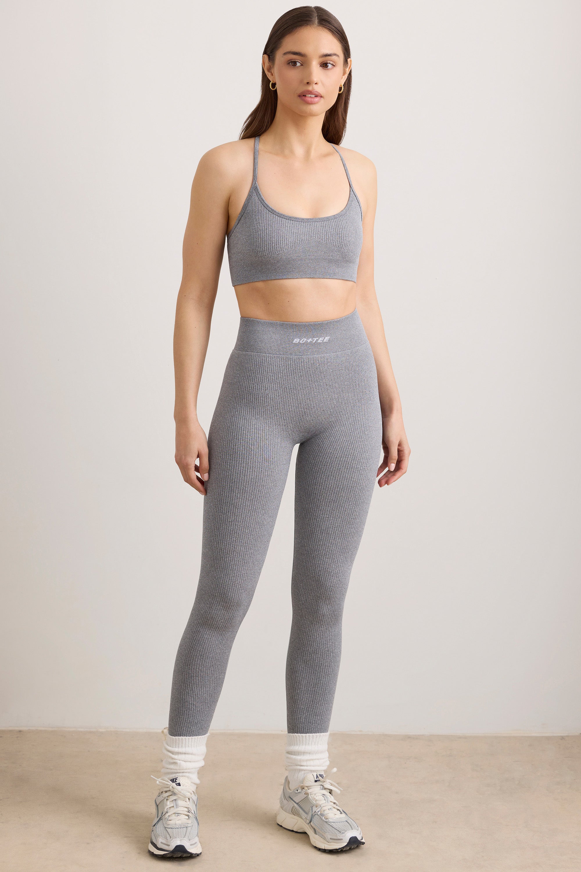 FlexiRib High Waist Leggings in Grey Melange