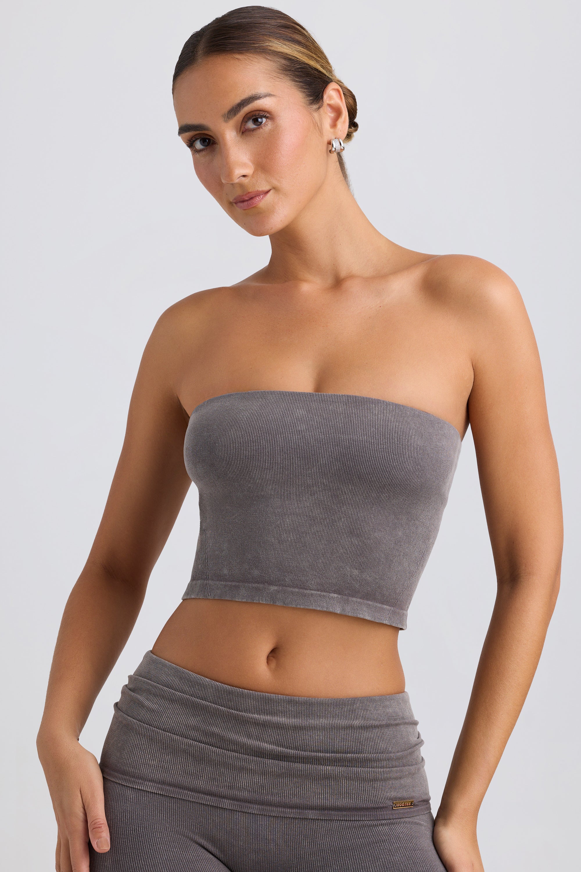 Bandeau Crop Top in Washed Charcoal