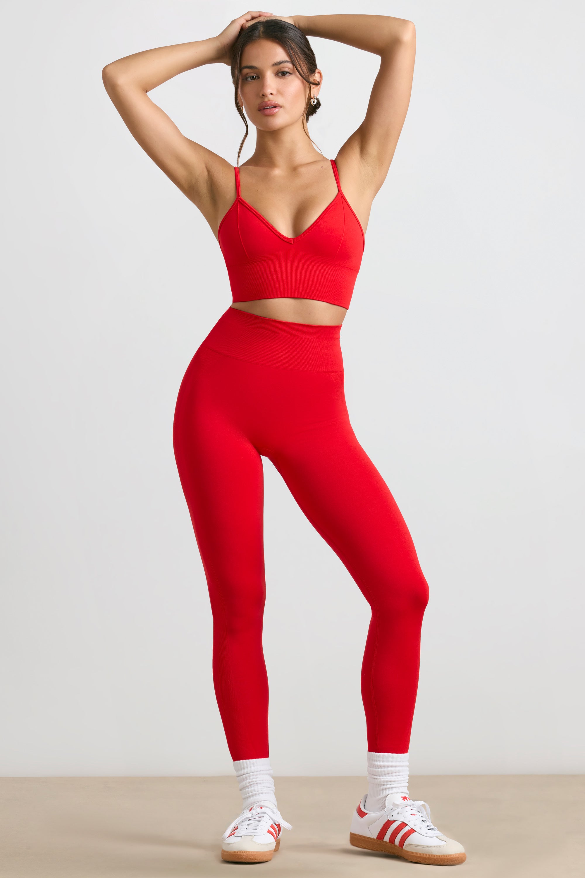 V-Neck Define Luxe Sports Bra in Red