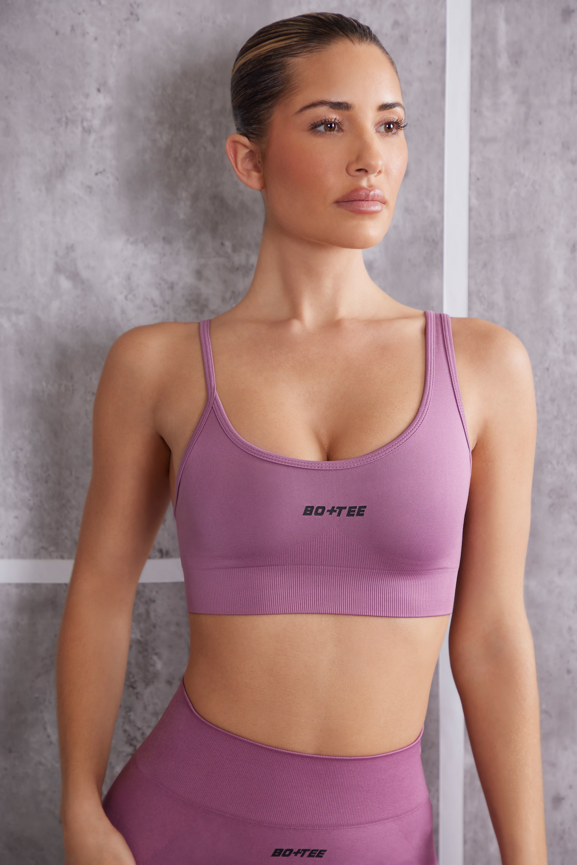 Asymmetric Sports Bra in Mauve