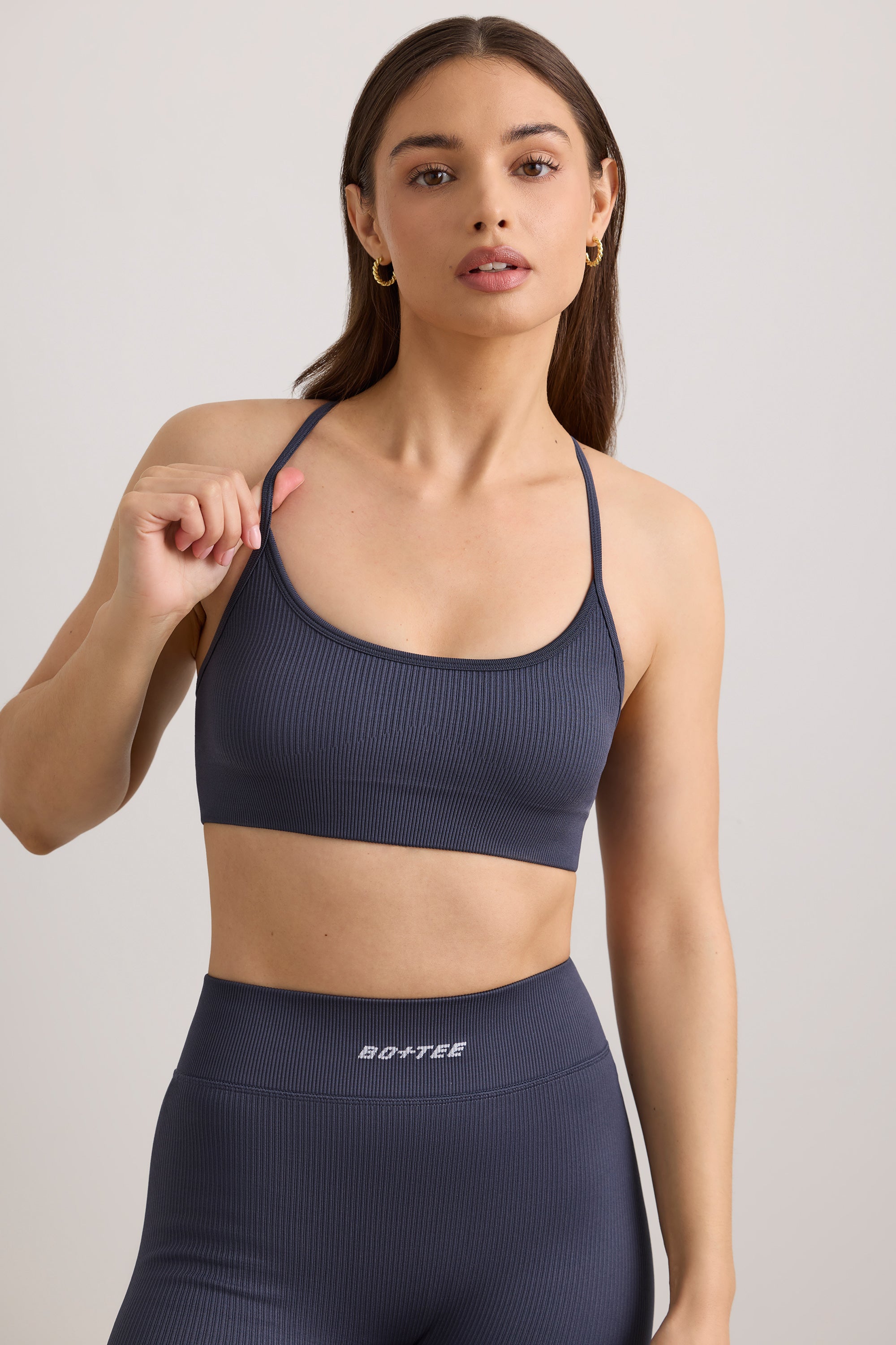 FlexiRib Scoop Neck Sports Bra in Slate