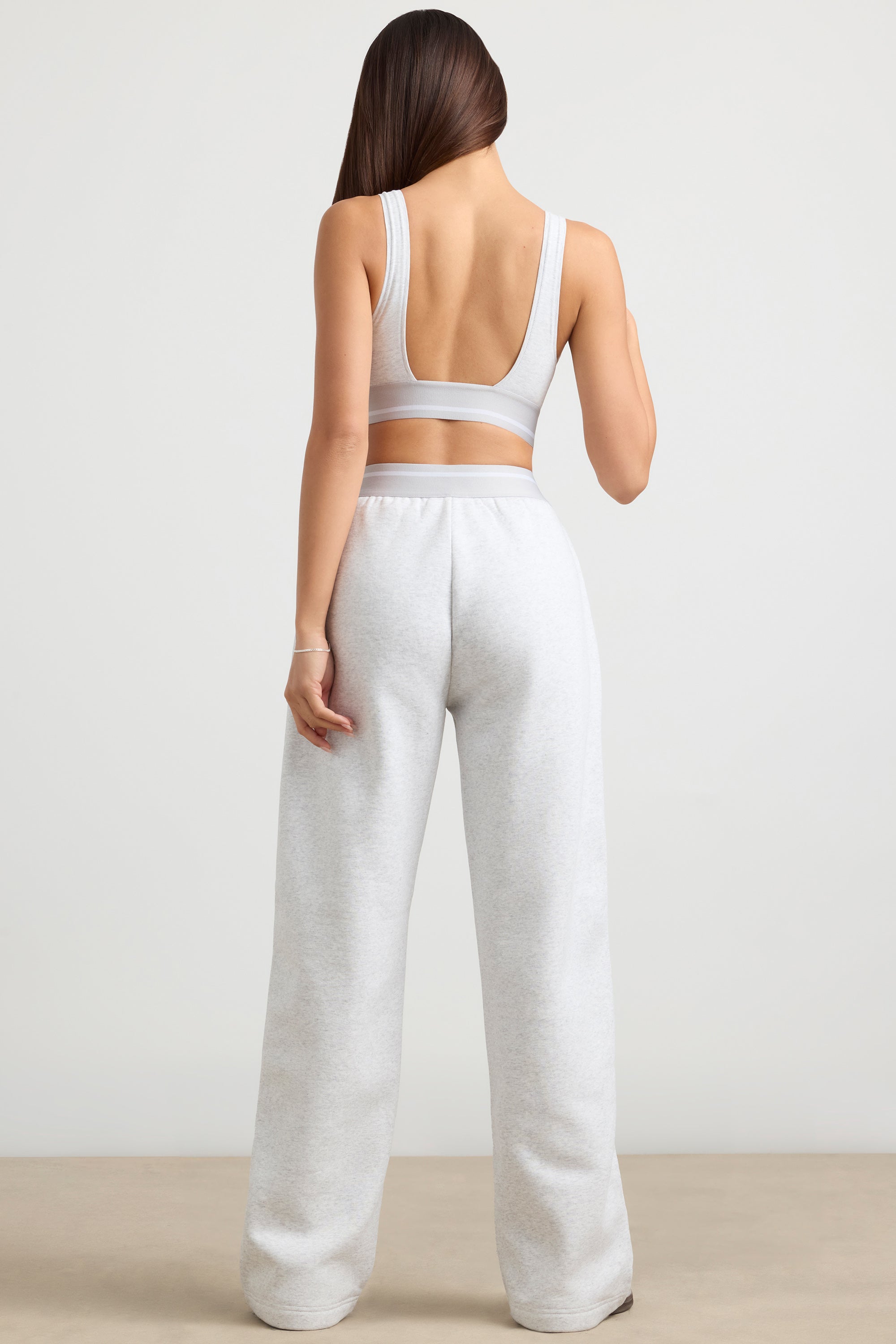 Petite High-Waist Straight-Leg Joggers in Grey Marl