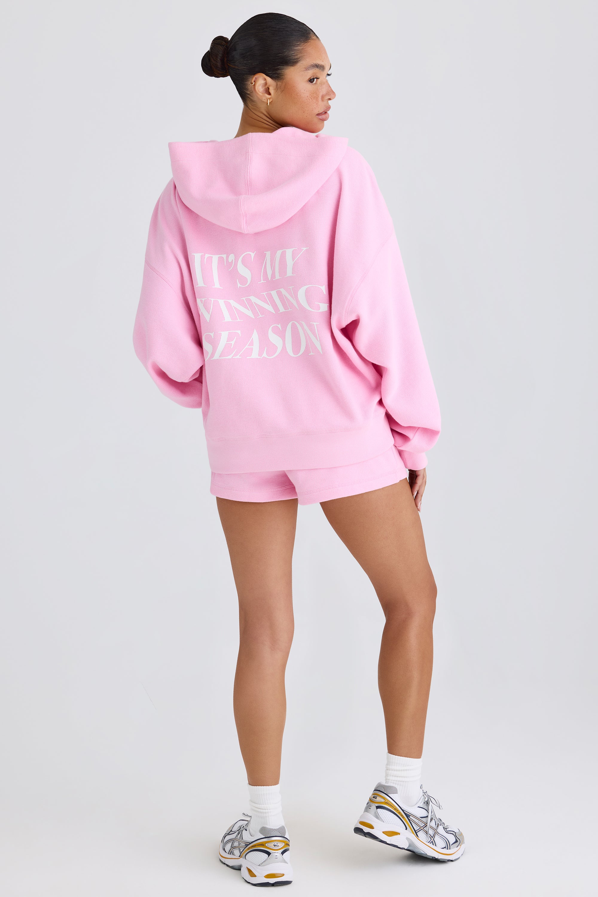 Graphic-Print Hoodie in Bubblegum Pink