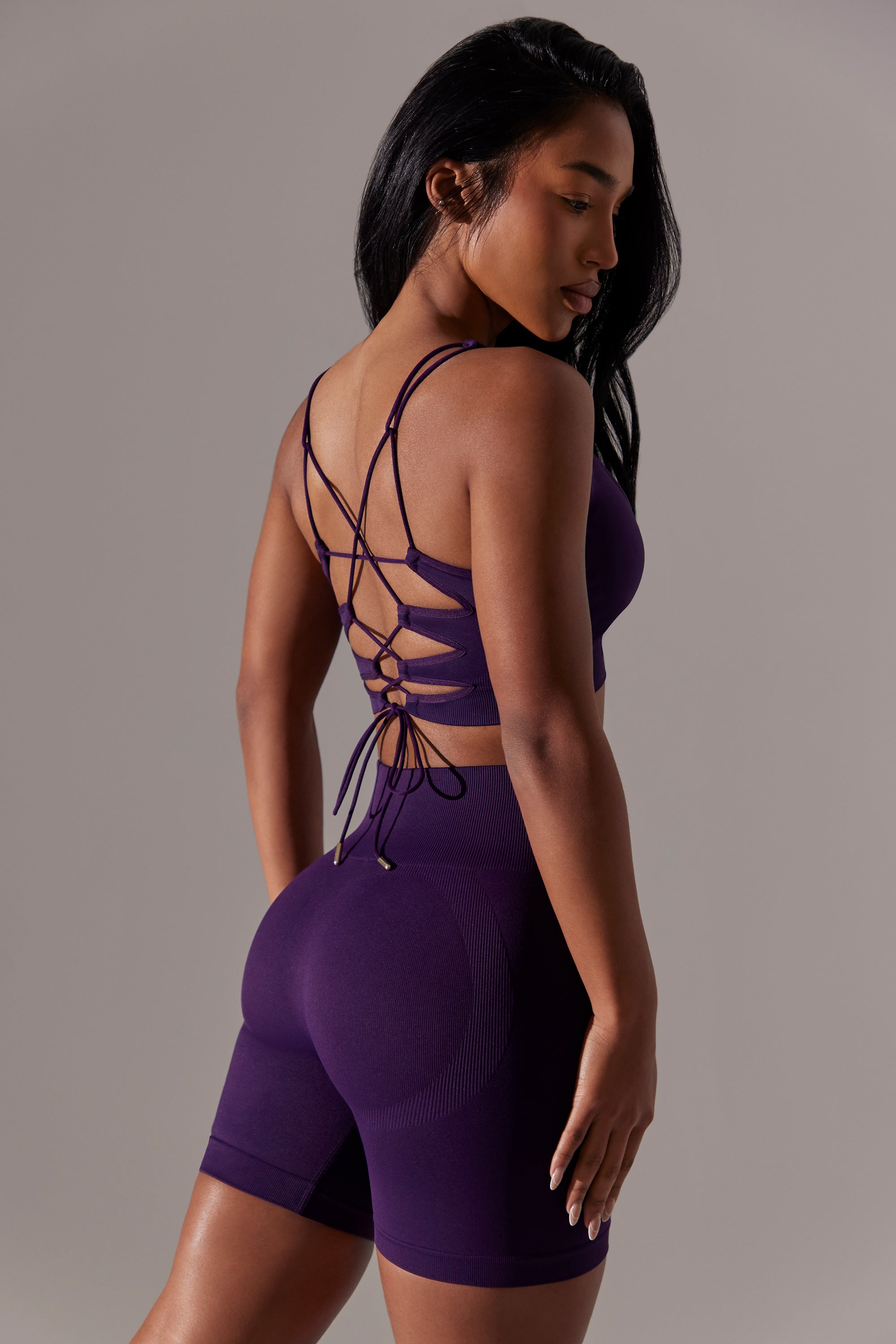 High Waist Super Sculpt Biker Shorts in Purple