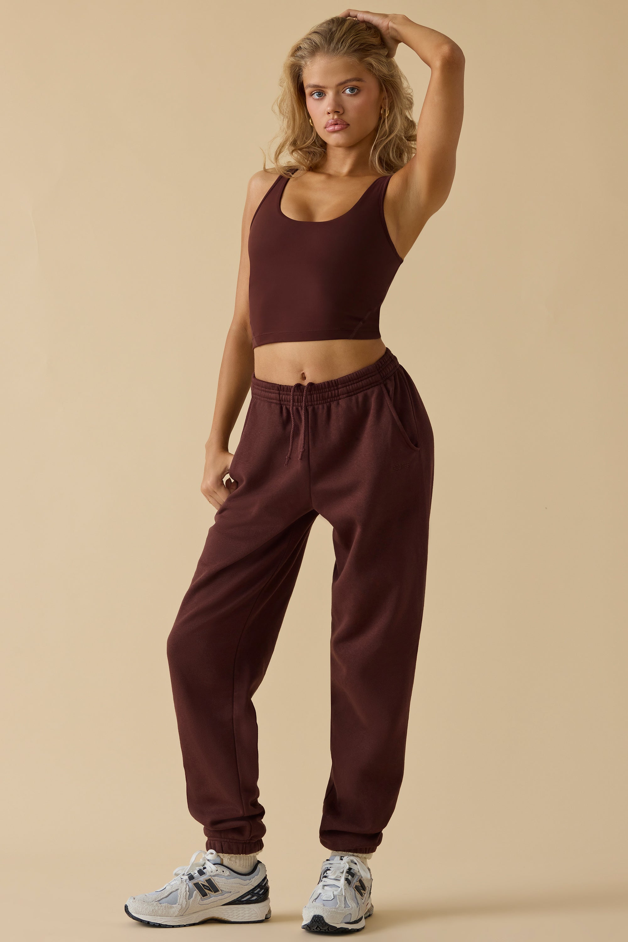 Petite Mid-Rise Joggers in Mahogany