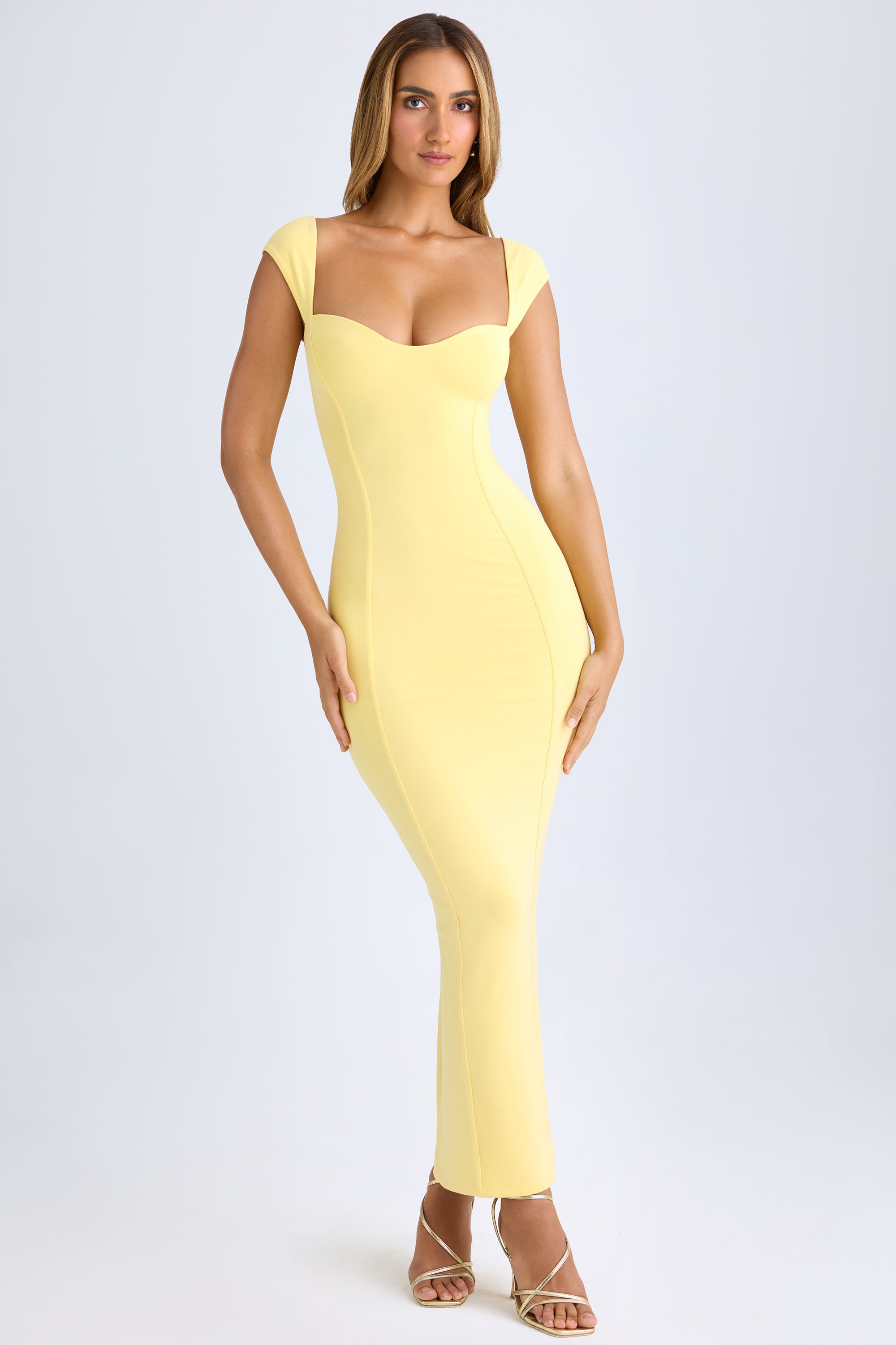 Modal Sweetheart-Neck Maxi Dress in Lemon Sherbet