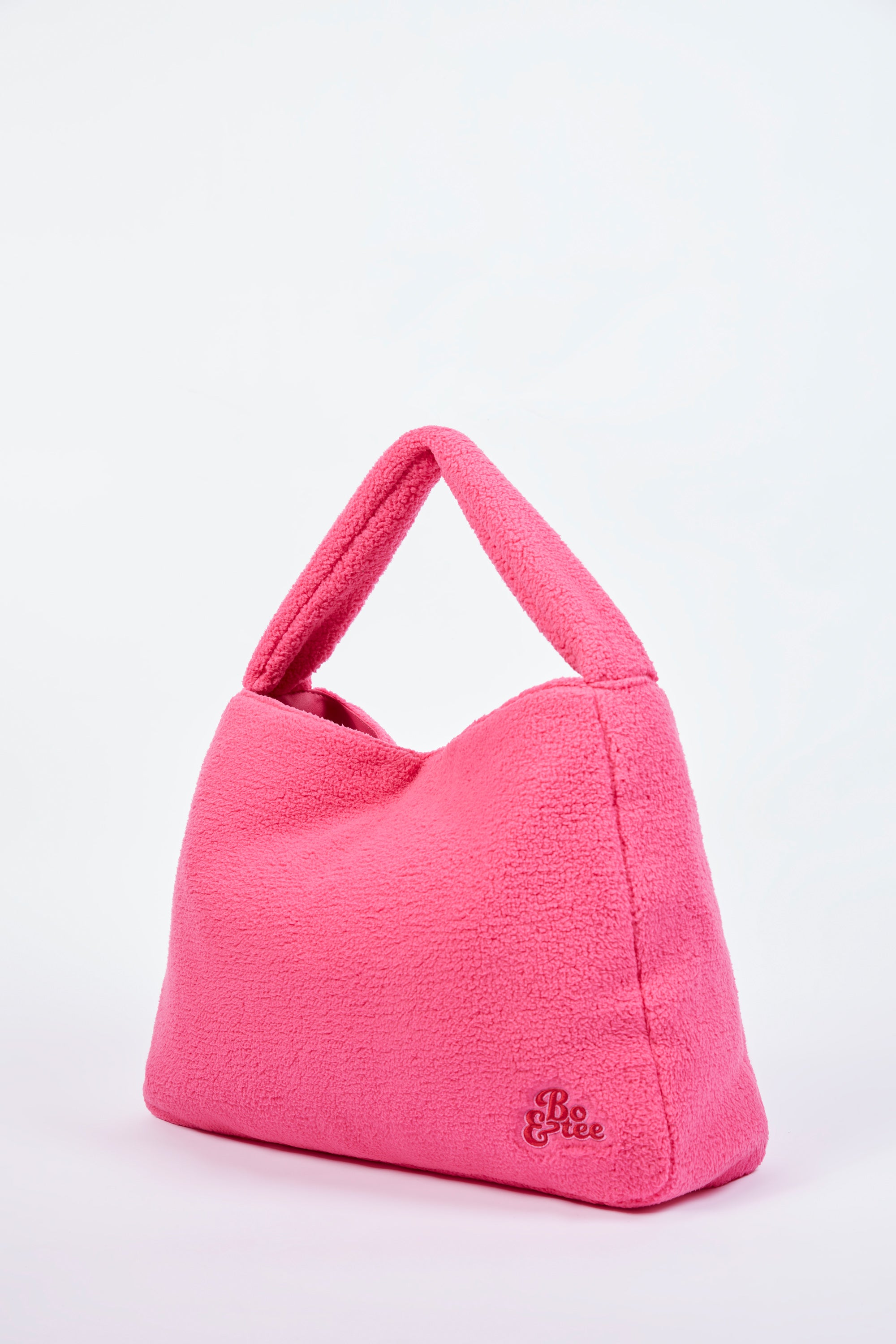 Oversized Fleece Tote Bag in Hot Pink