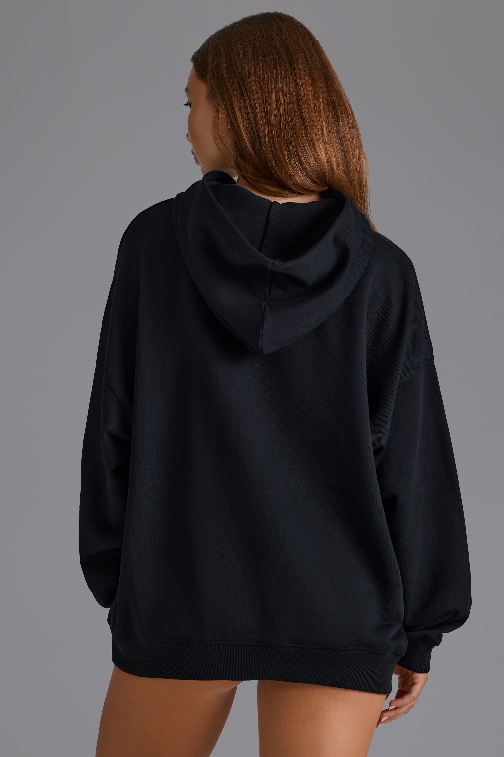 Appliqué Oversized Hoodie in Black