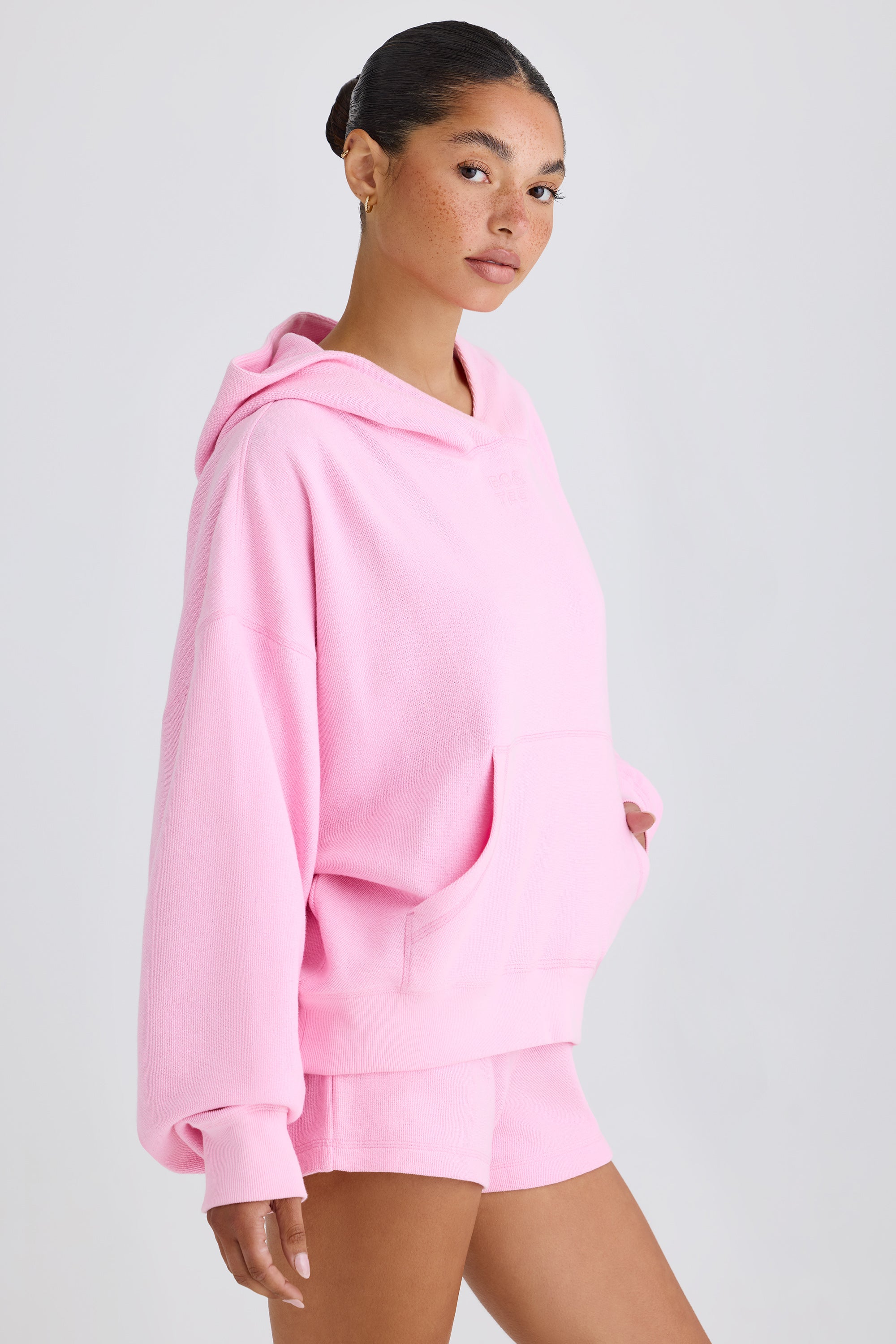 Graphic-Print Hoodie in Bubblegum Pink