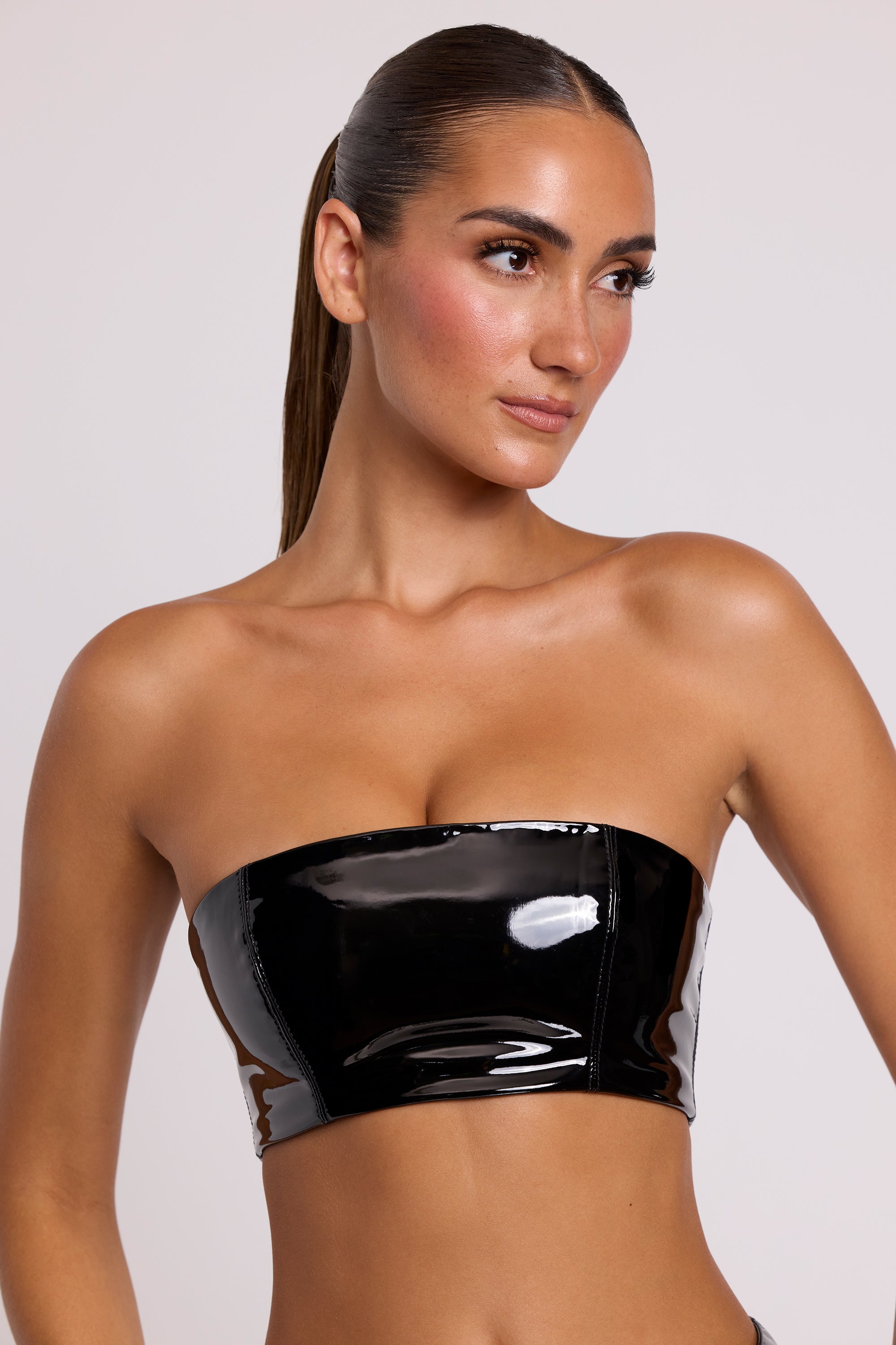 Vinyl Bandeau Bralette in Black