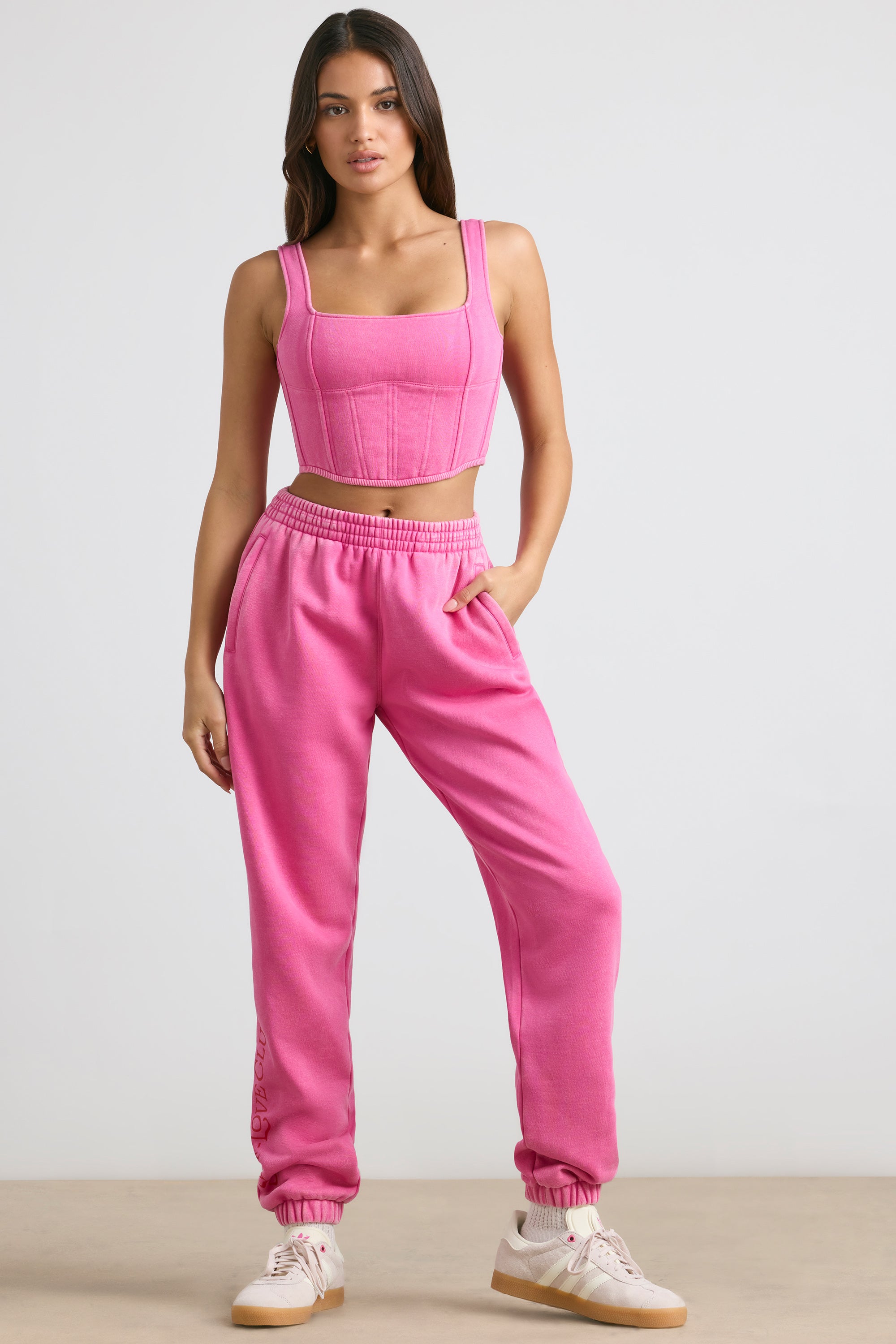 Petite Oversized Joggers in Hot Pink