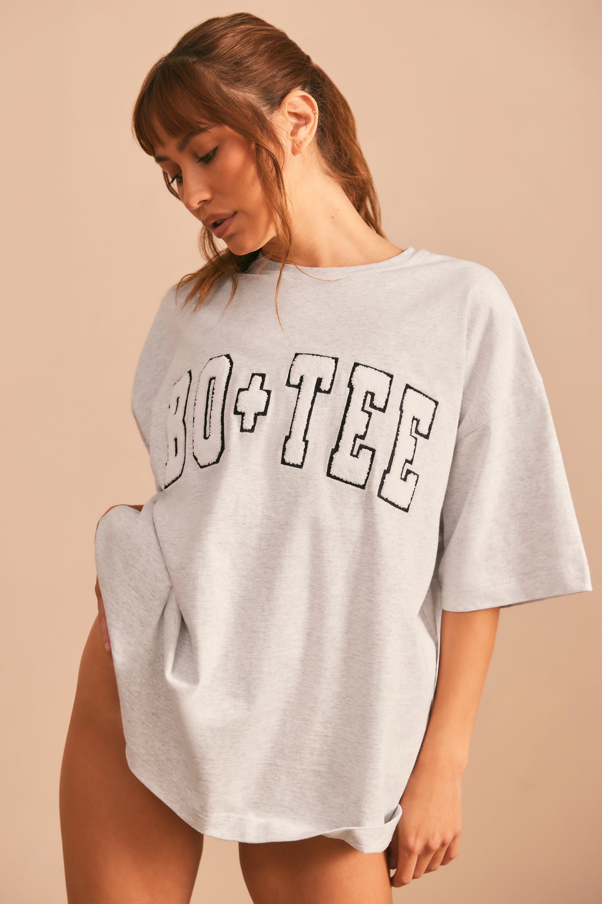 Oversized Short Sleeve T-Shirt in Heather Grey