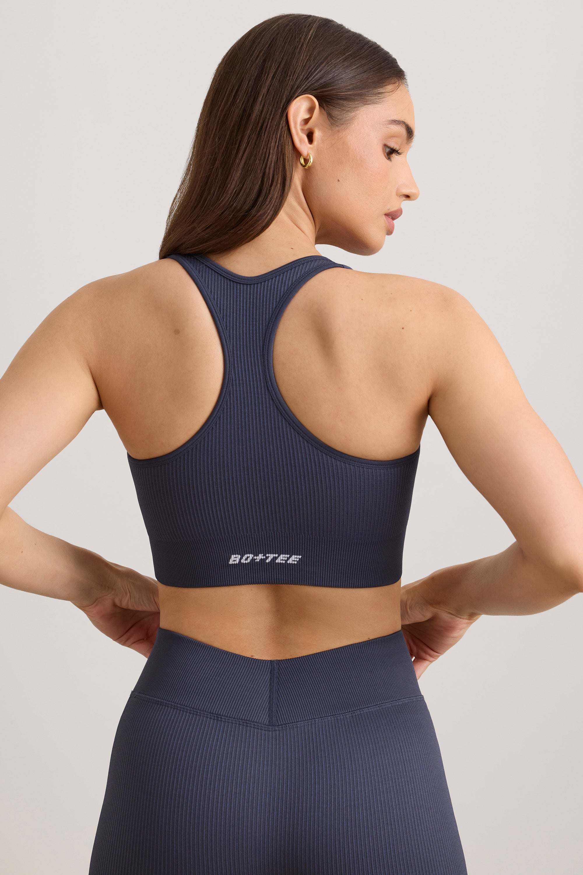 FlexiRib Wide Strap Sports Bra in Slate