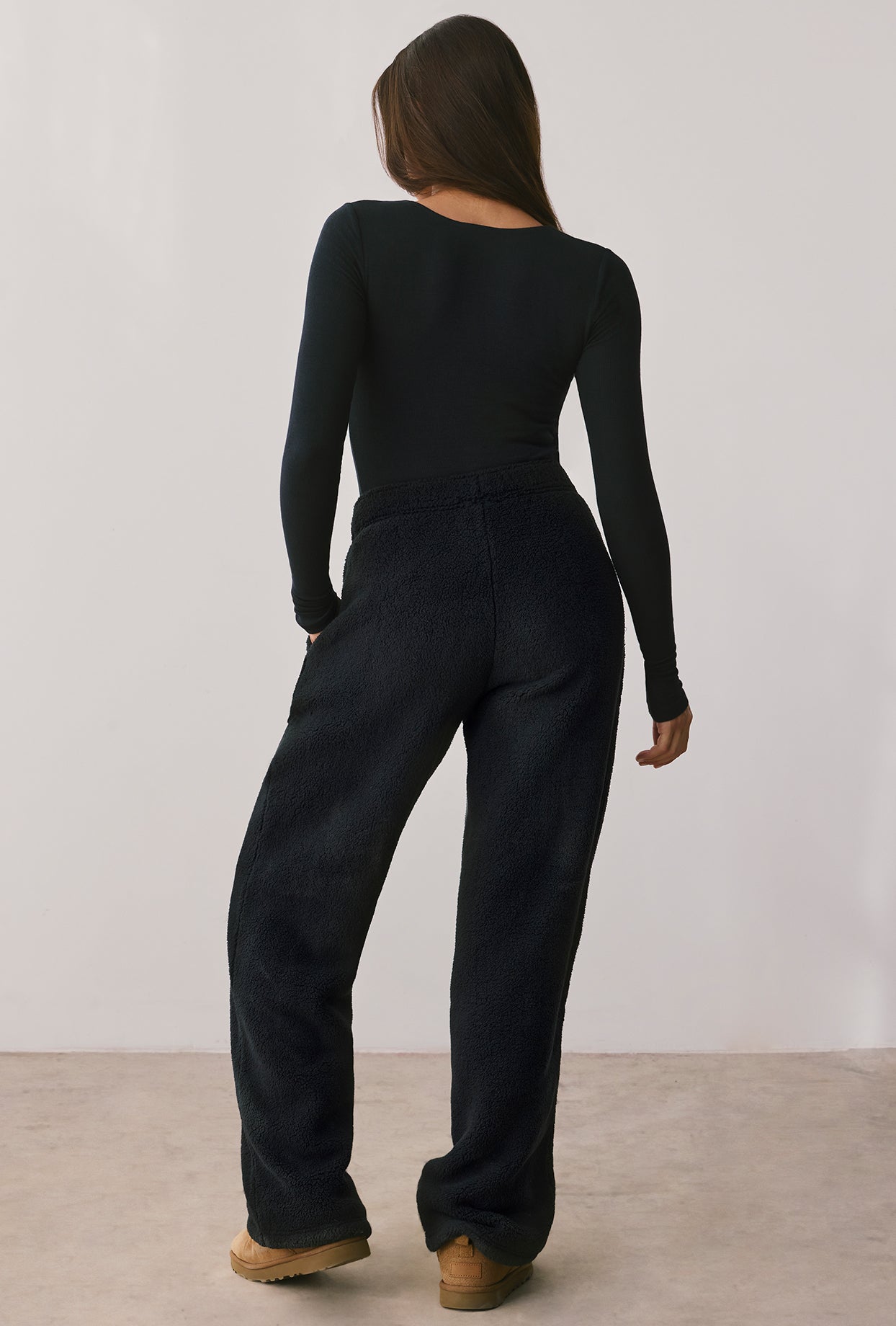 Modal Rib Long Sleeve Crop Top in Onyx