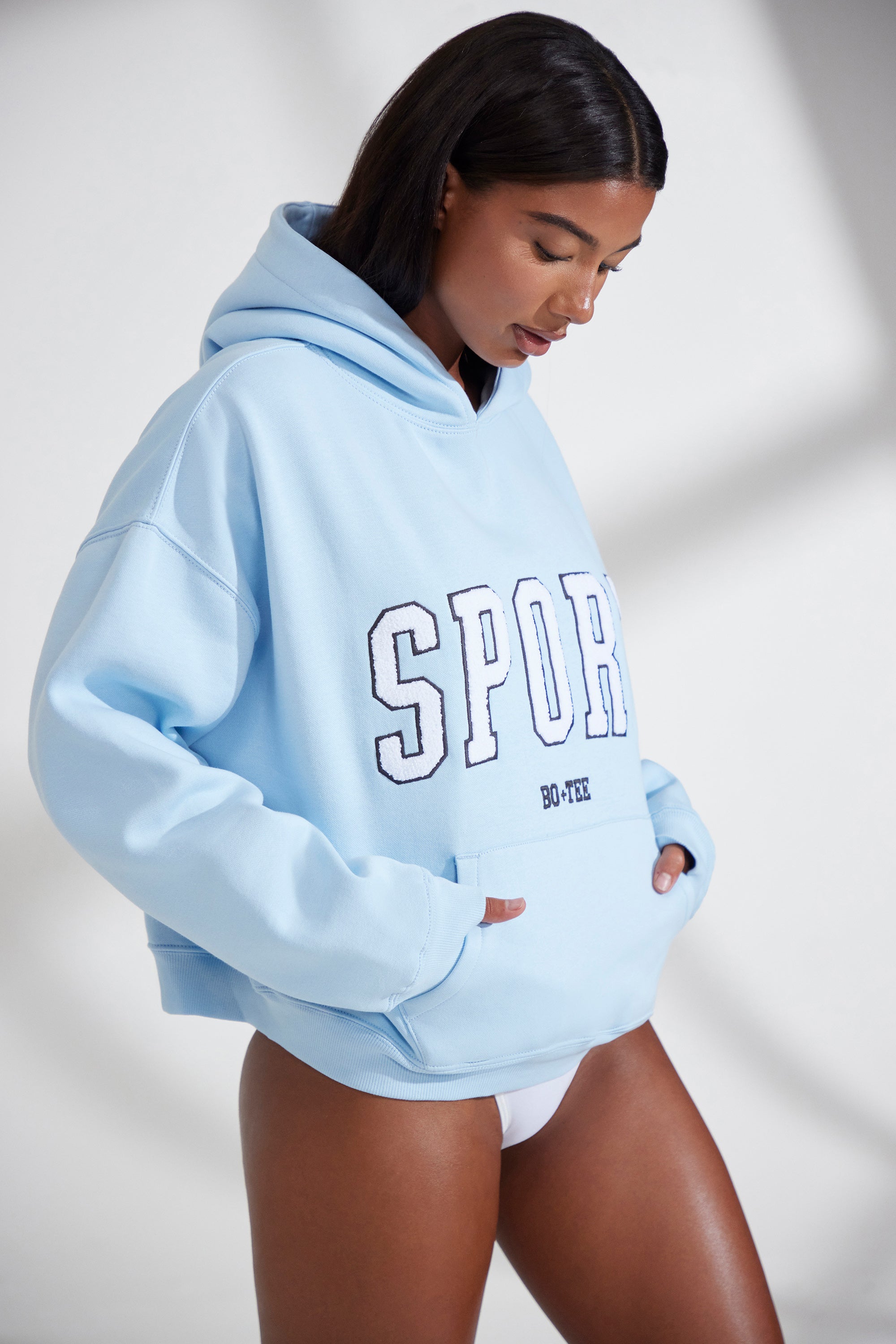 Oversized Hooded Sweatshirt in Baby Blue