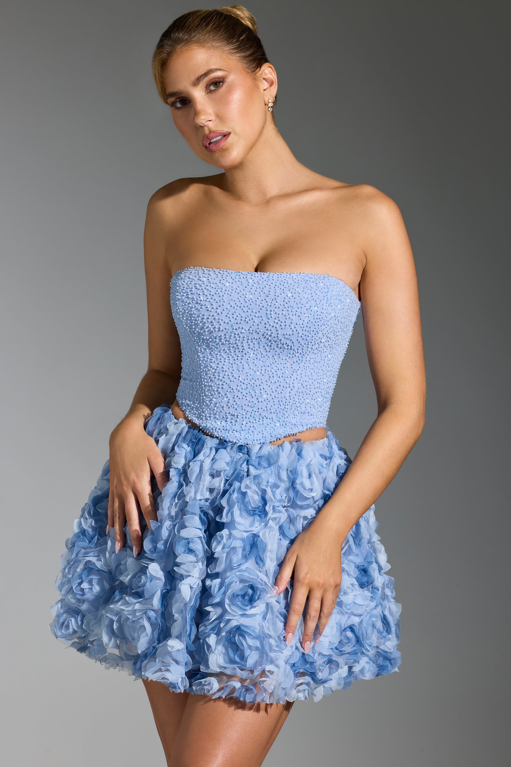 Embellished Corset Top in Blue