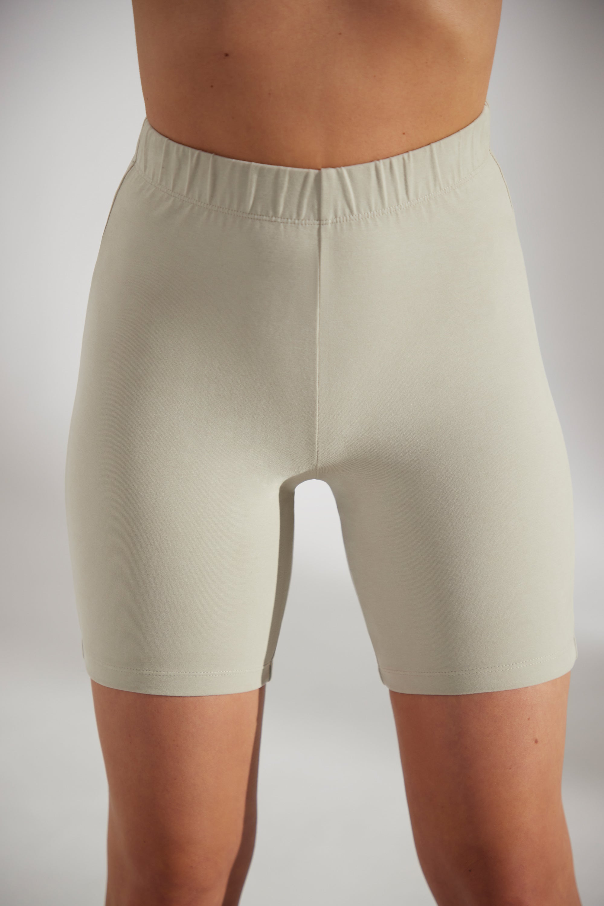 Soft Cotton Biker Shorts in Limestone