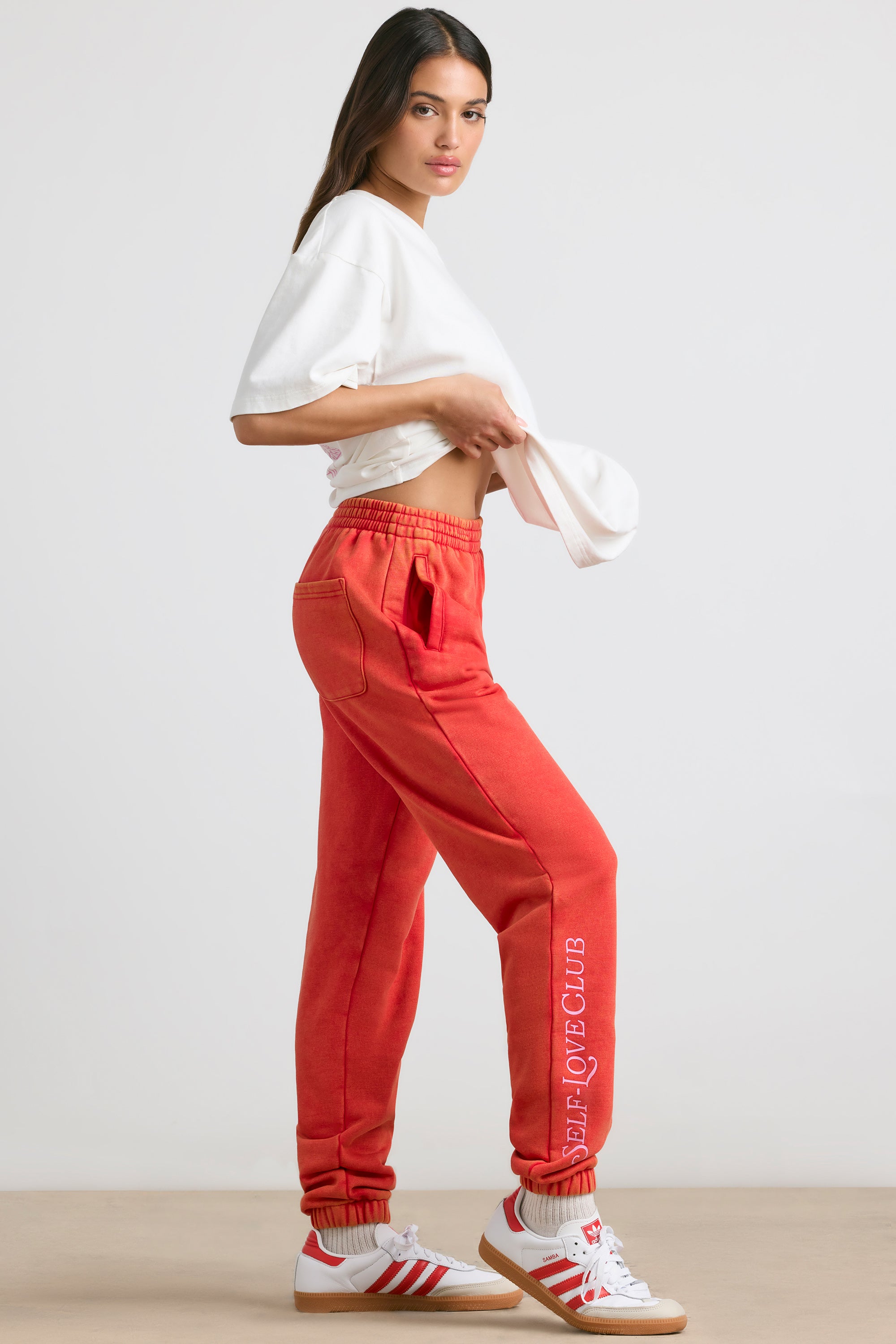 Petite Oversized Joggers in Red