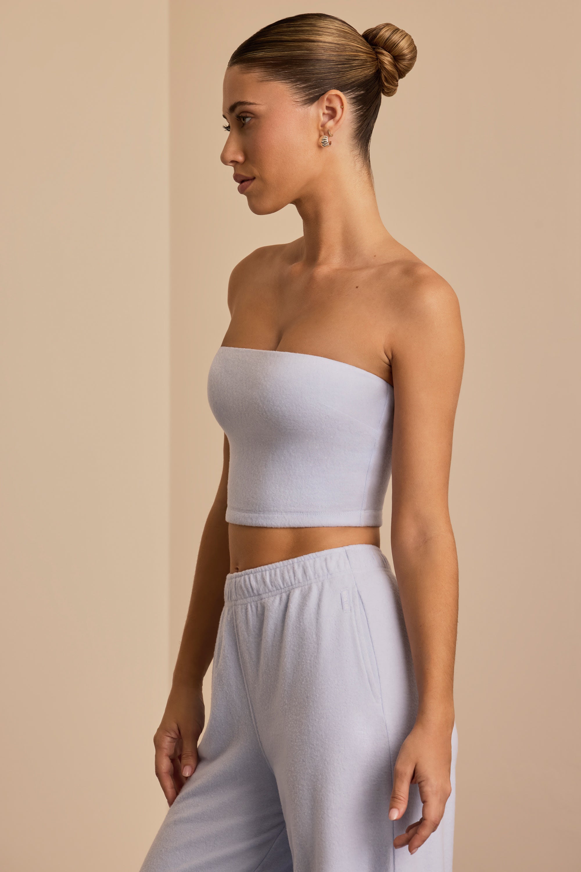 Brushed Jersey Bandeau Top in Soft Blue