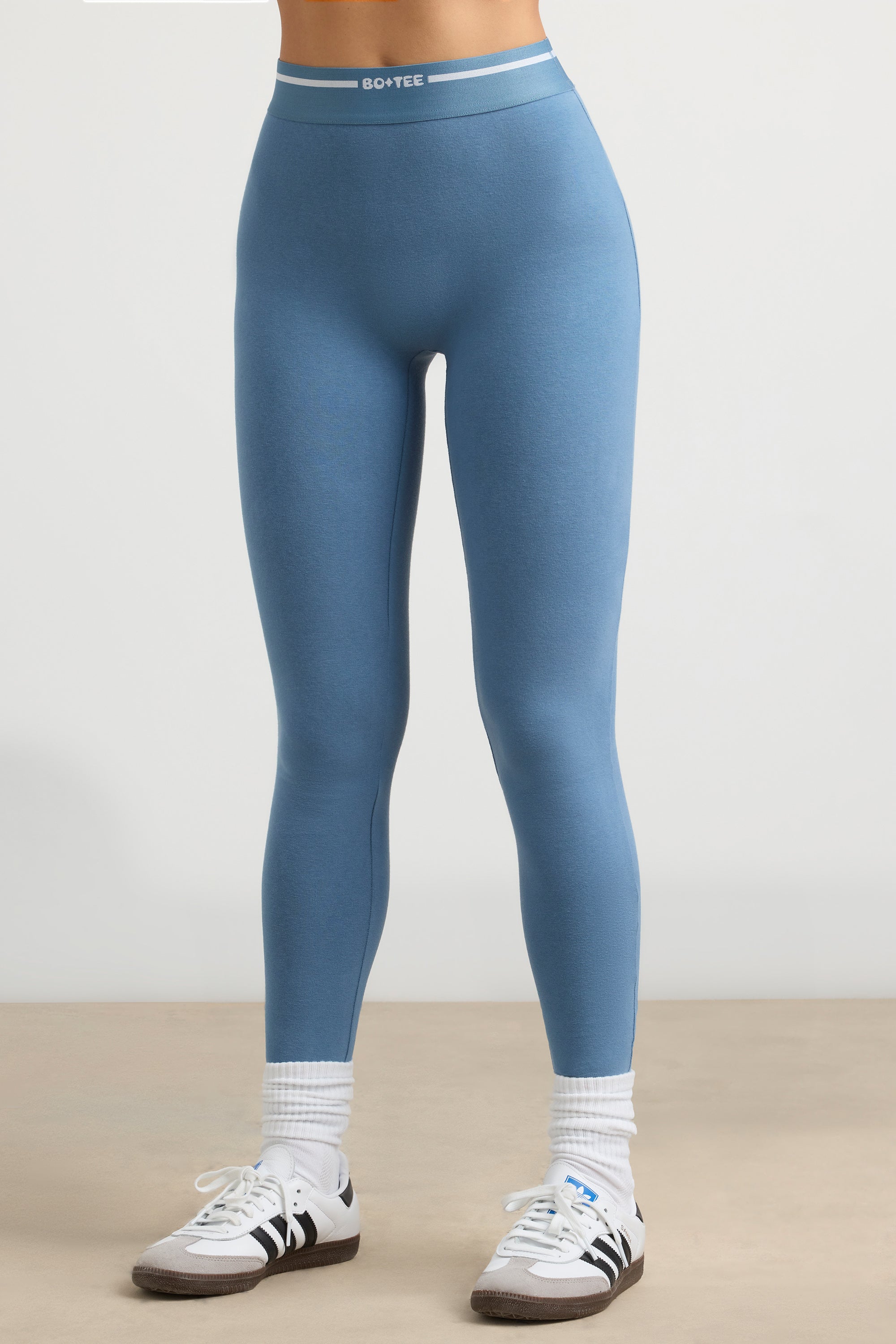 Petite High-Waist Leggings in Steel Blue