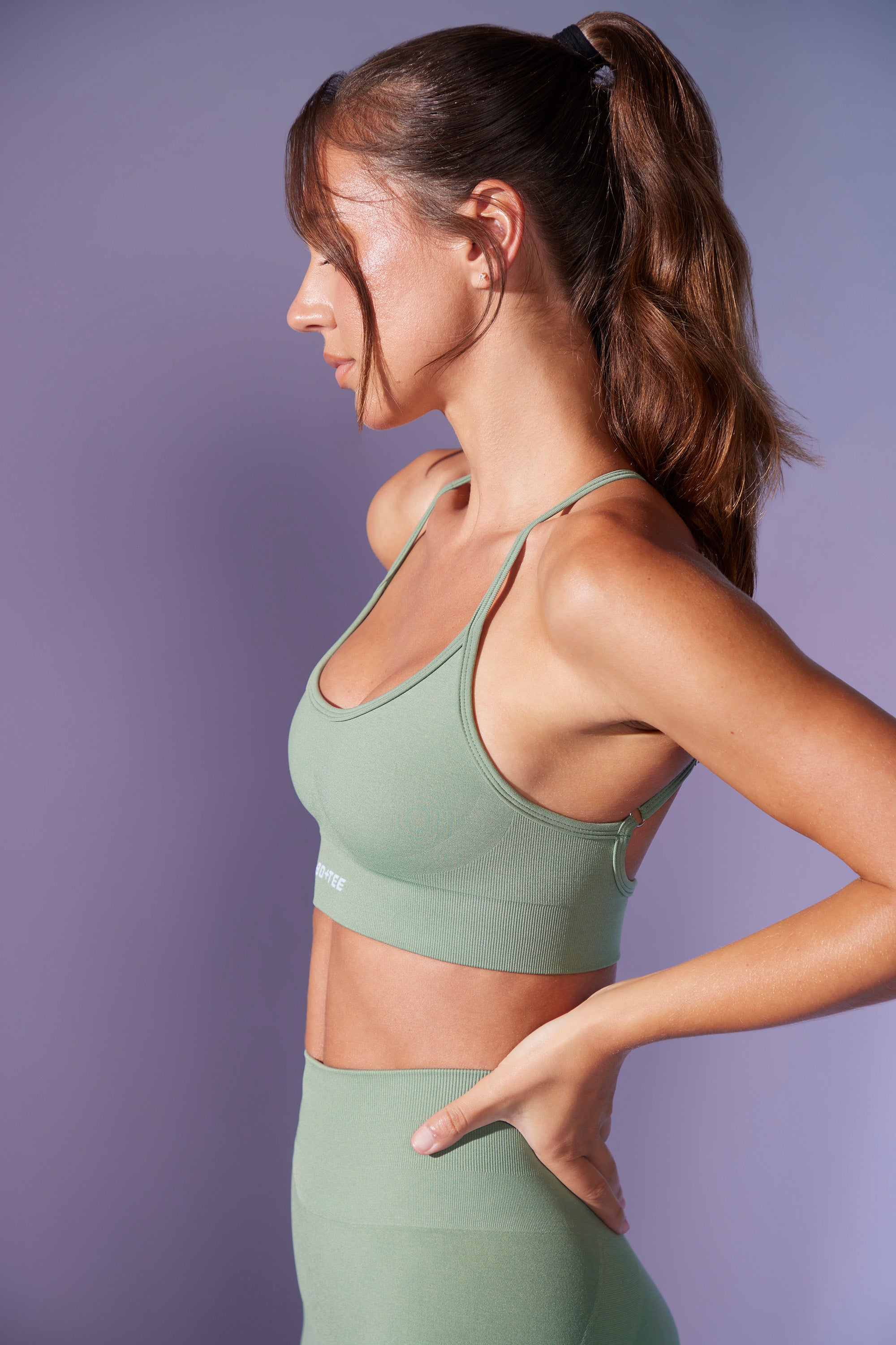 Low Back Define Luxe Sports Bra in Sage