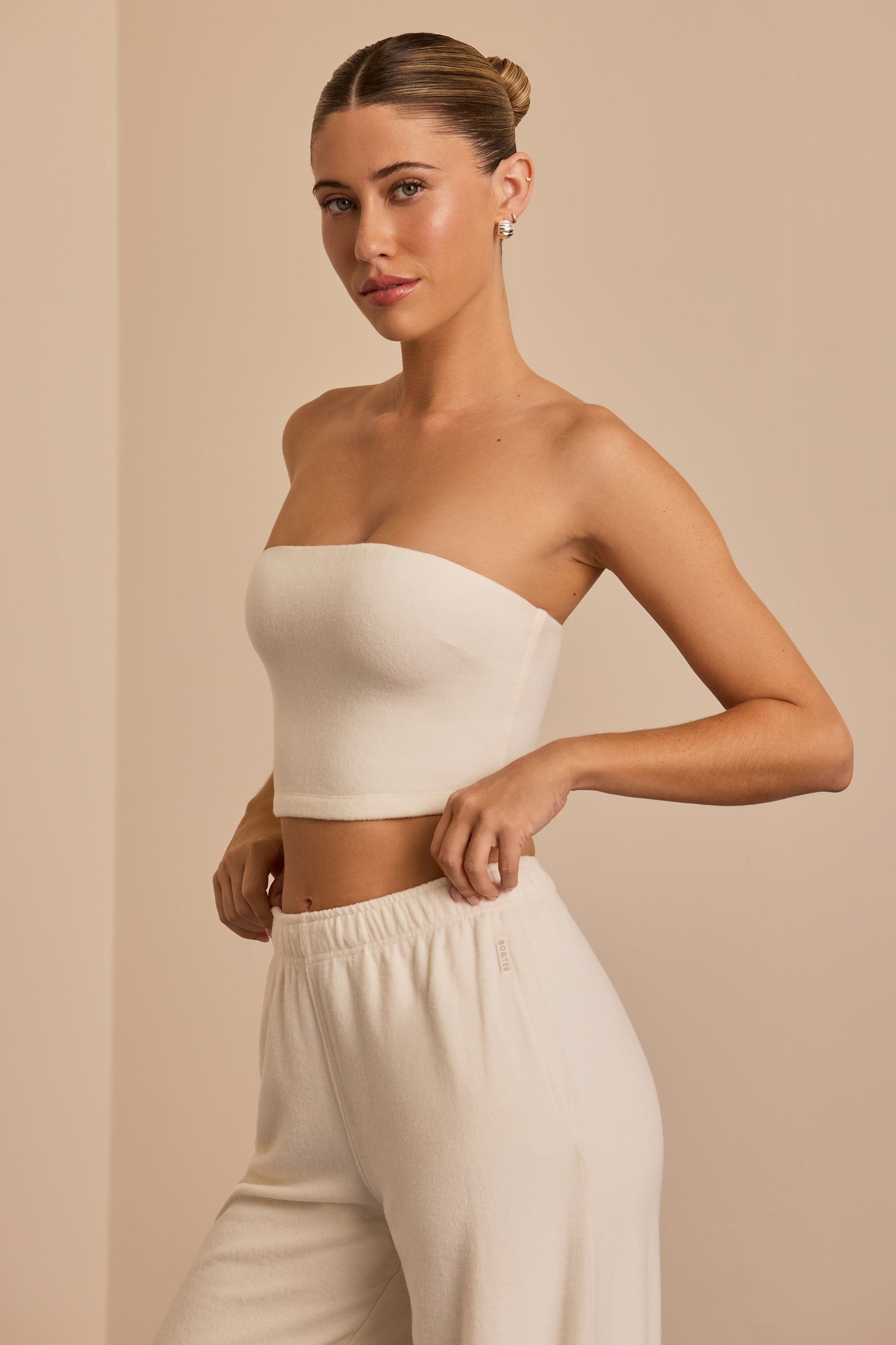 Brushed Jersey Bandeau Top in Ecru