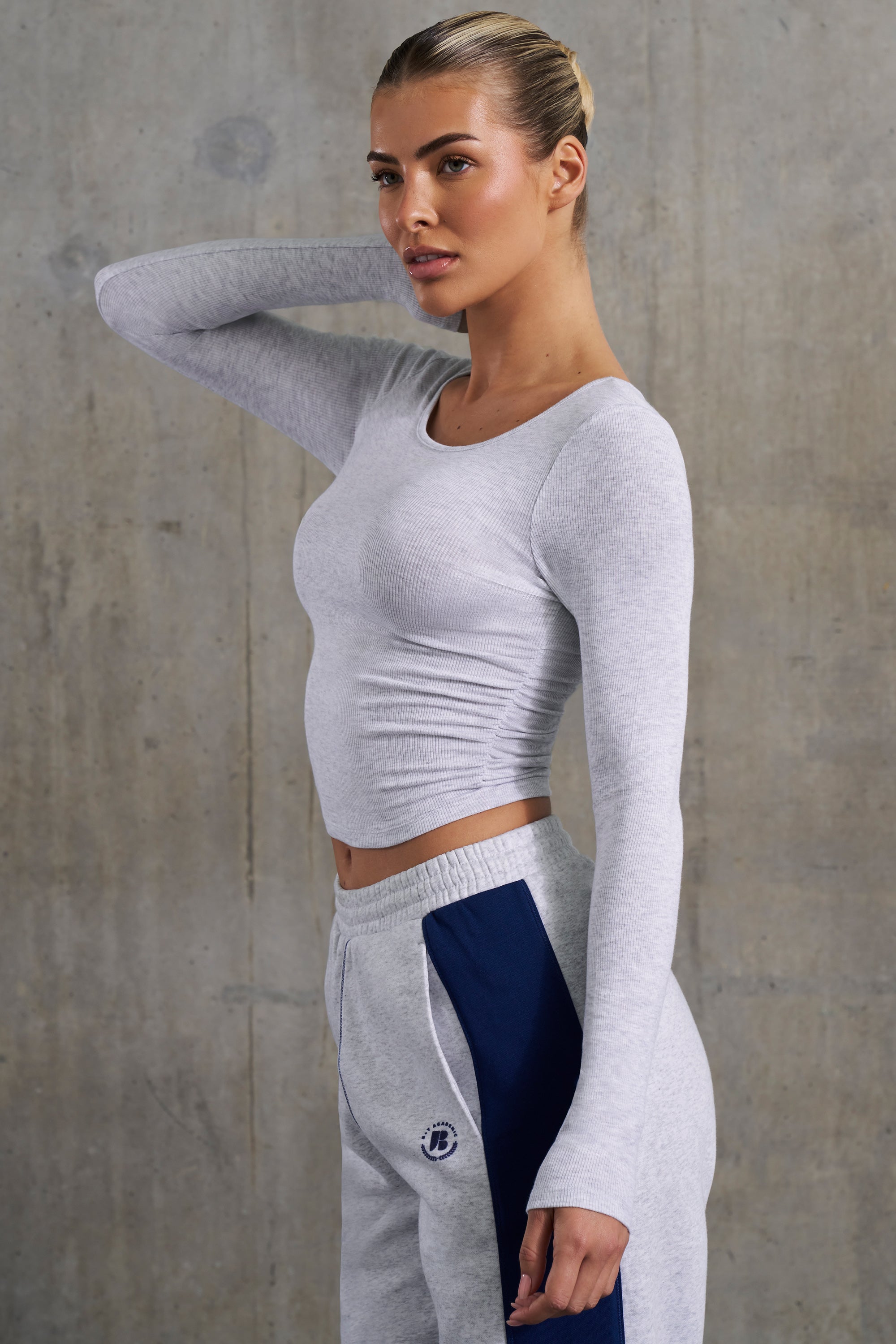 Soft Rib Long Sleeve Top in Heather Grey