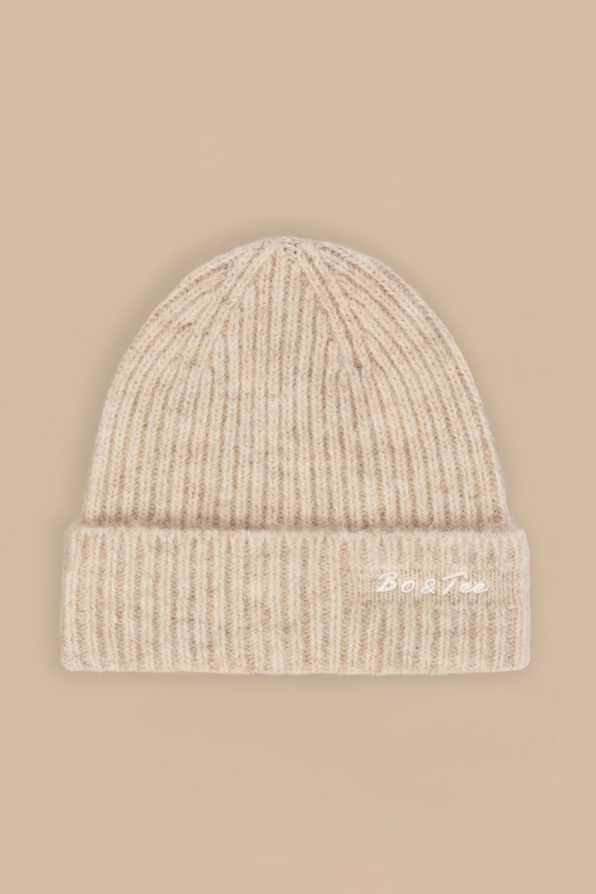 Knit Beanie Hat in Cream Marl