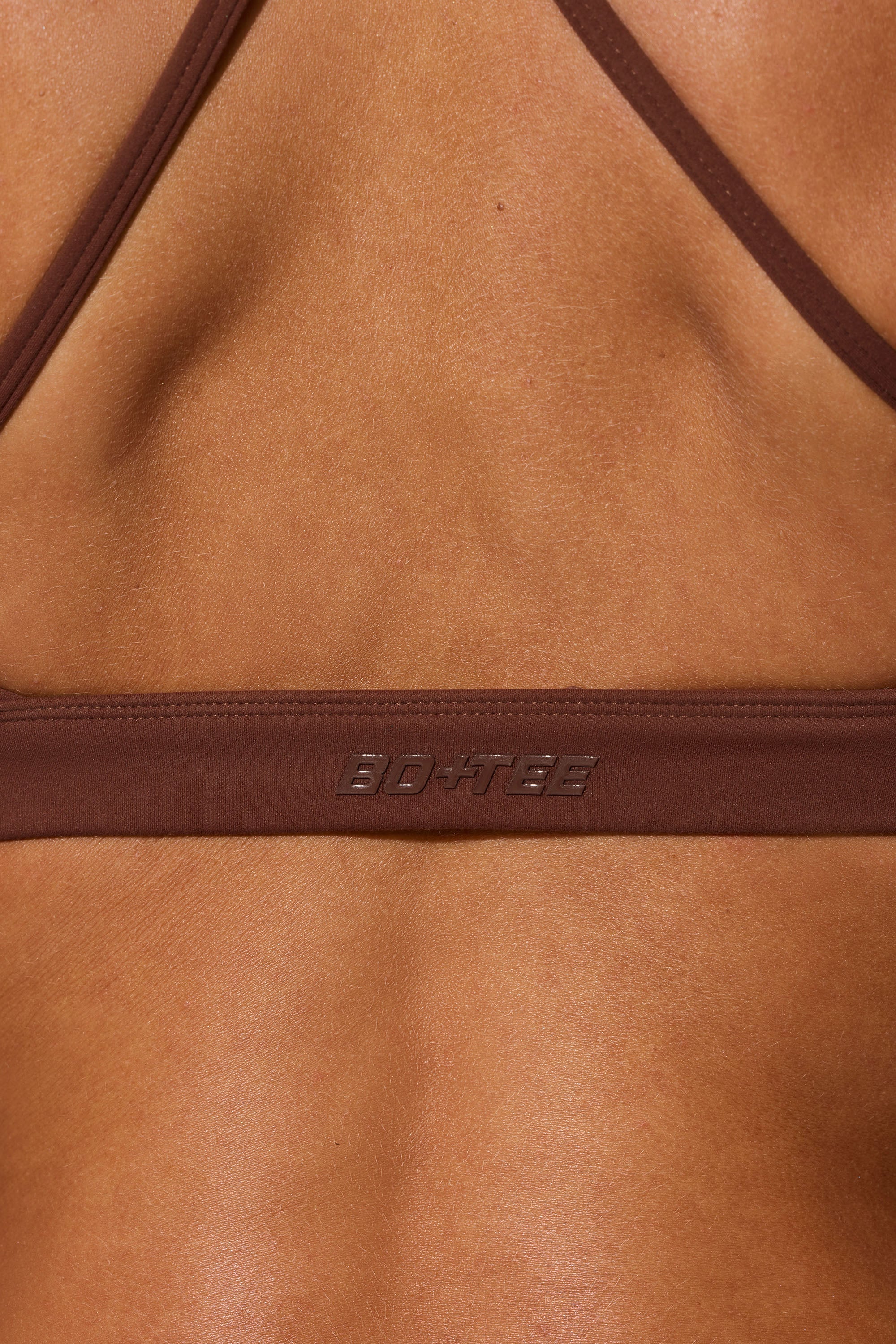 Multiway Twist Front Sports Bra in Chocolate