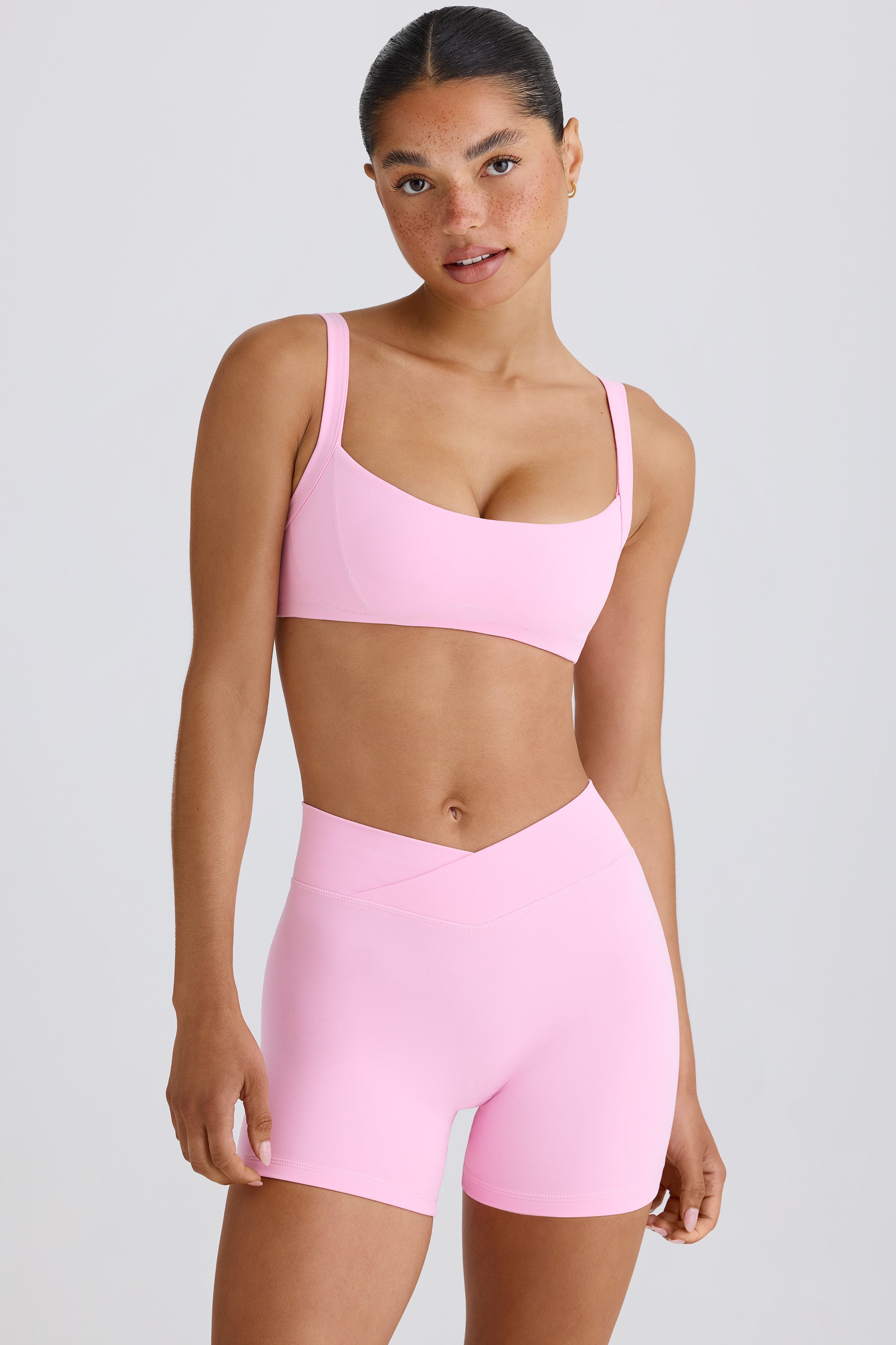 Soft Active Crossover Mini Shorts in Bubblegum Pink