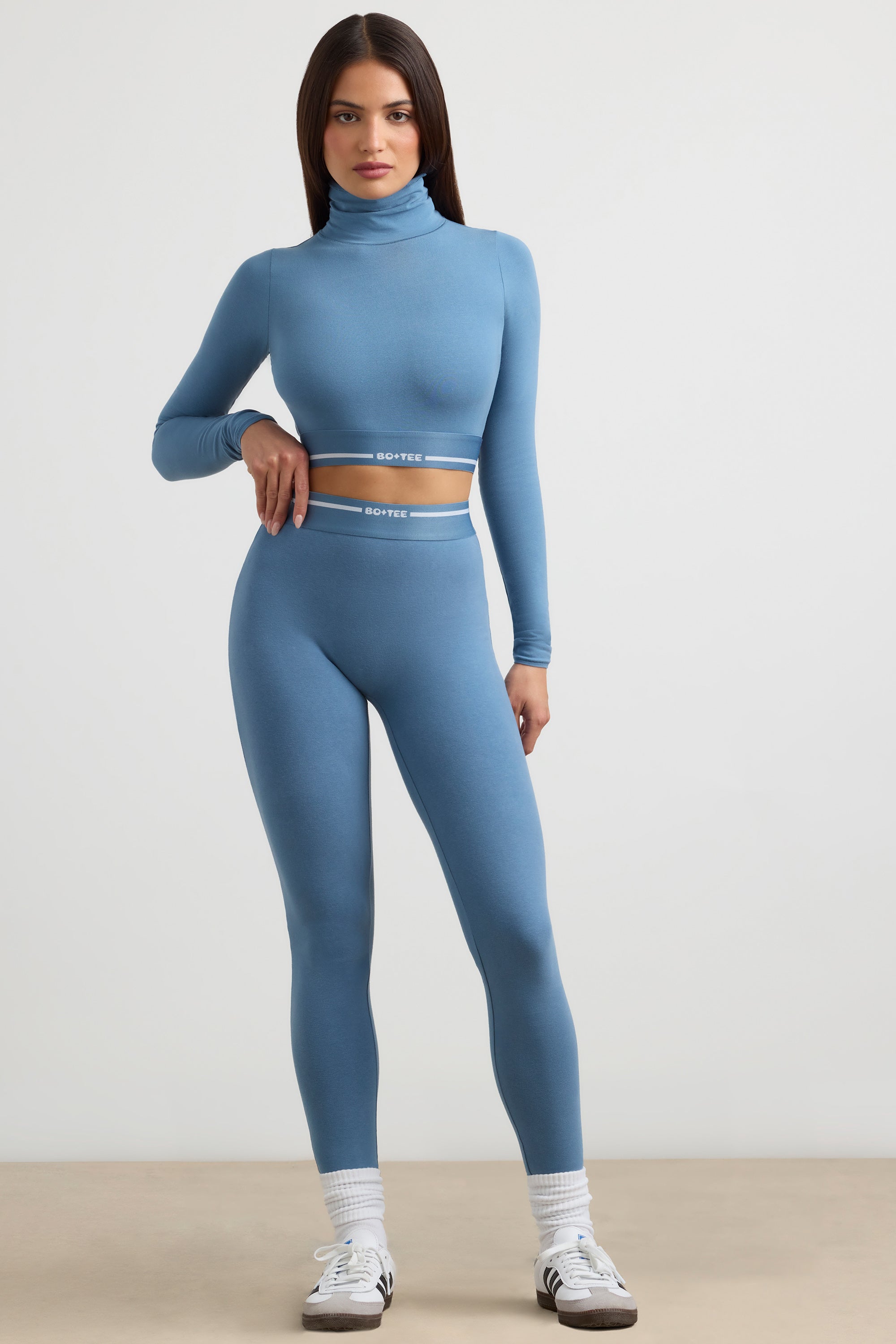 Petite High-Waist Leggings in Steel Blue