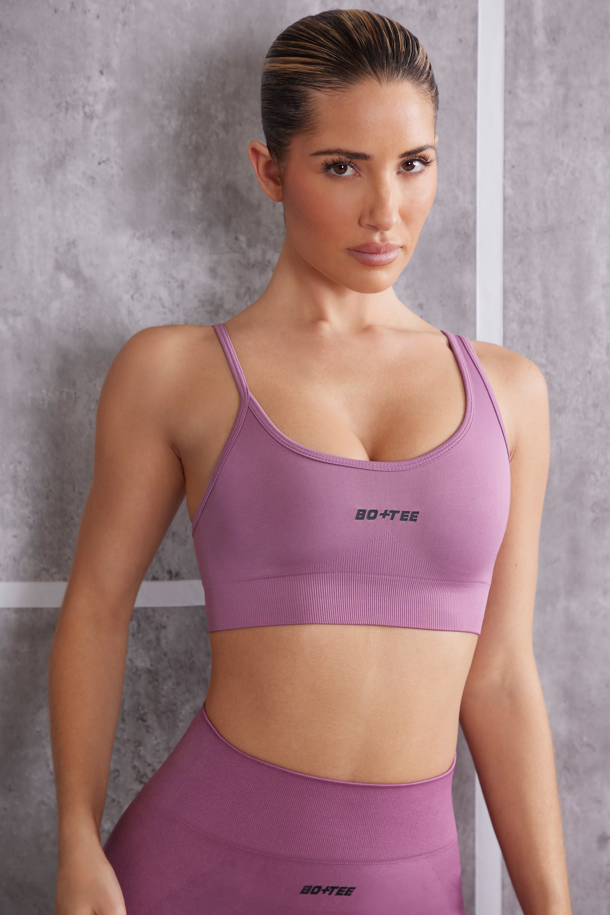 Asymmetric Sports Bra in Mauve