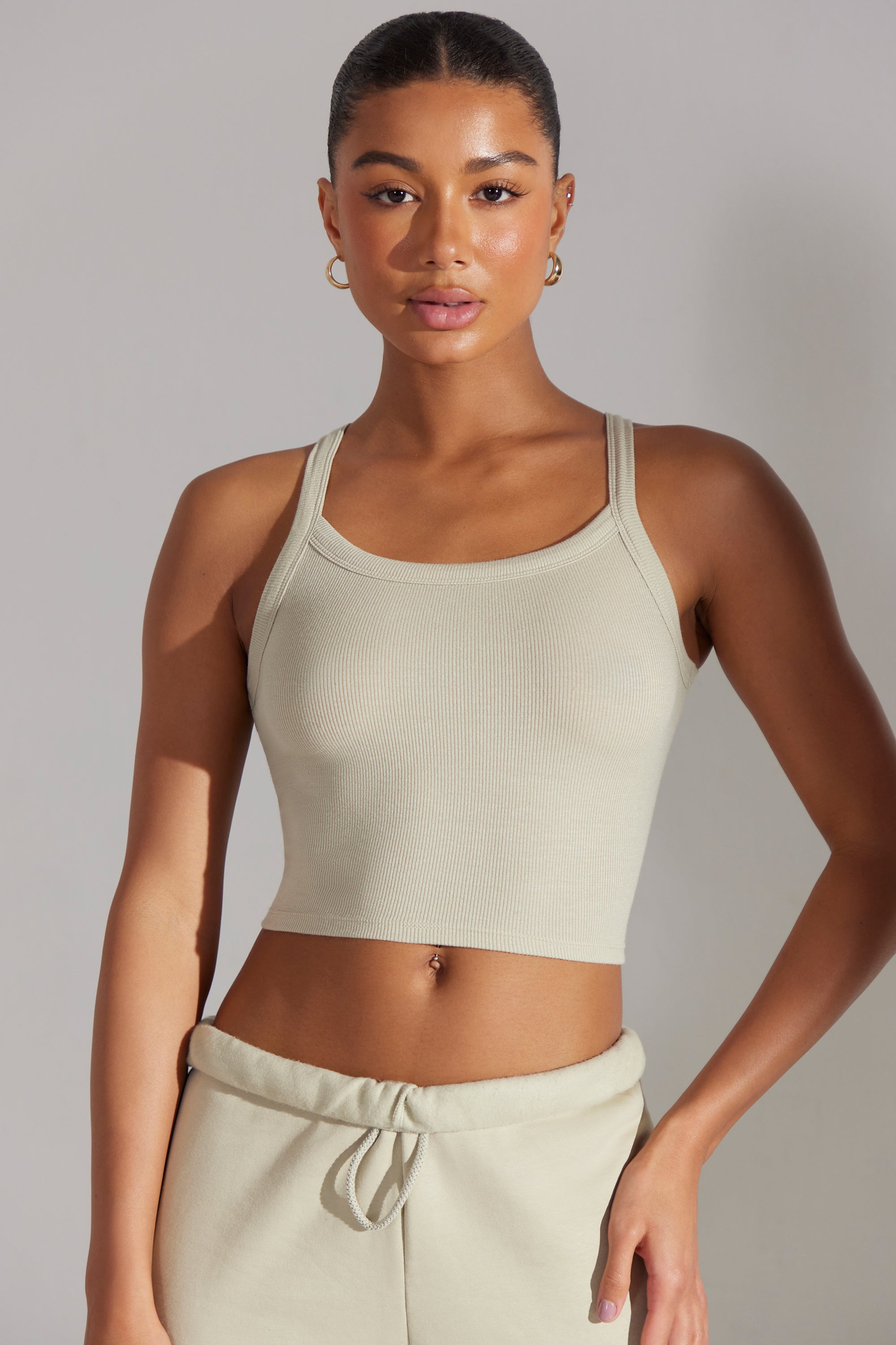 Soft Rib Tank Top in Limestone