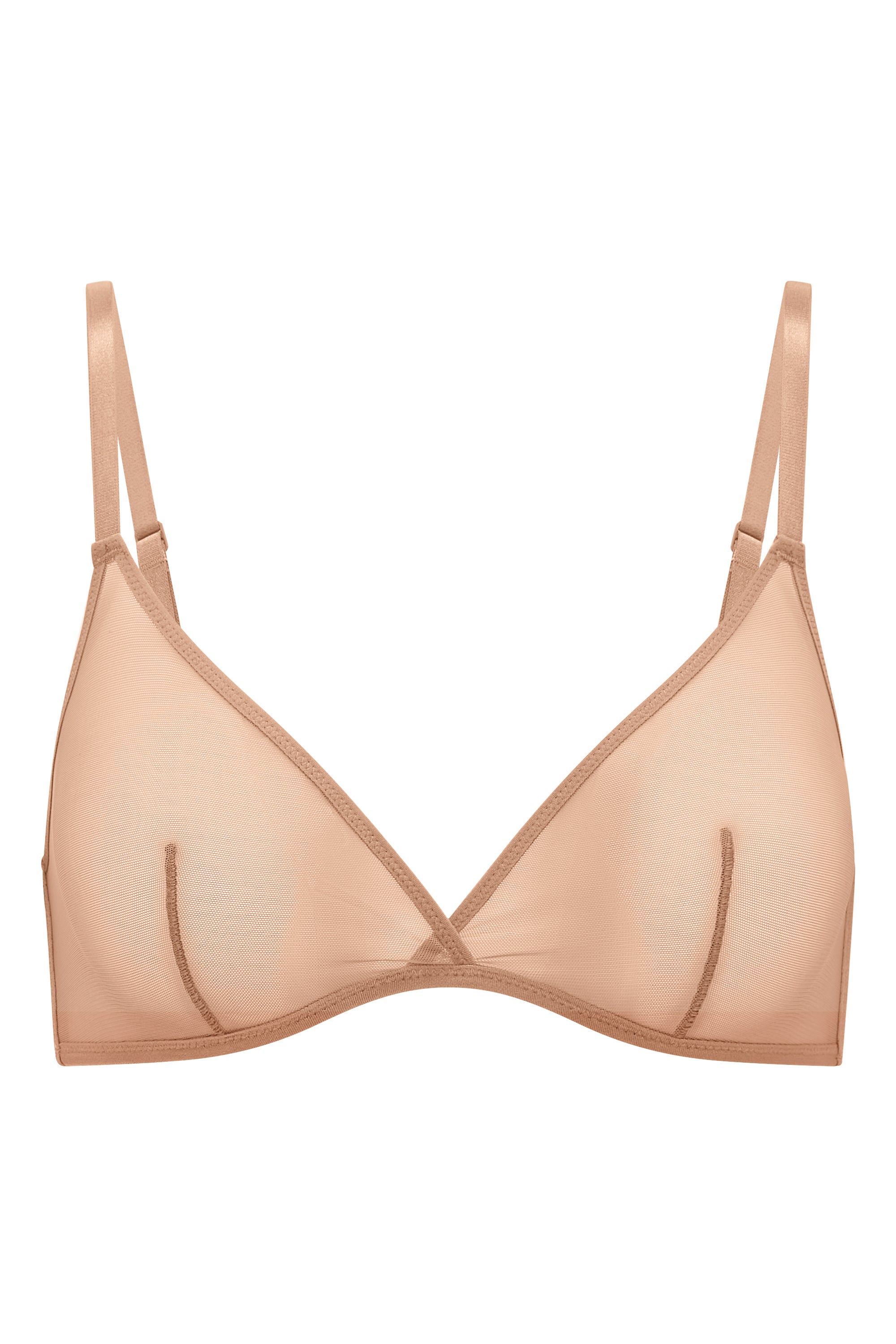 Soft Mesh Single Layer Triangle Bra in Warm Peach